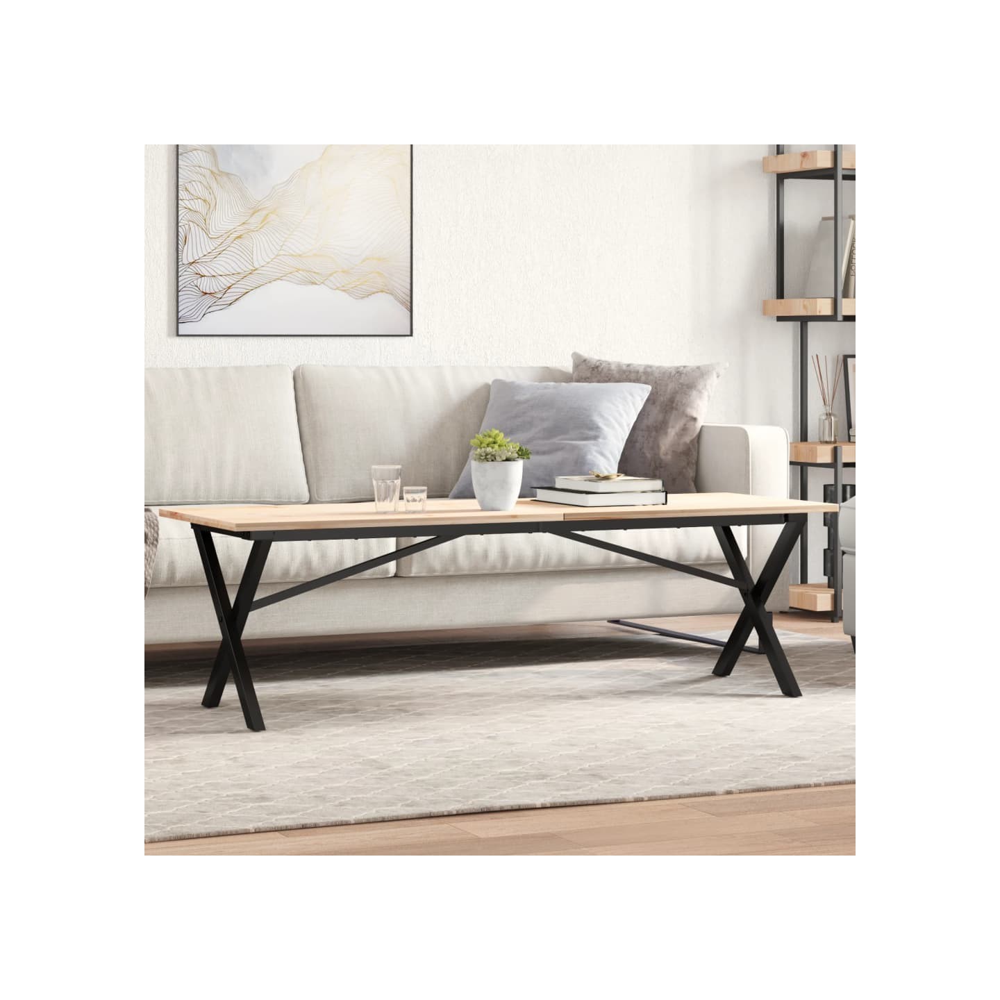 Pieds de table basse cadre en X 140x30x43 cm acier