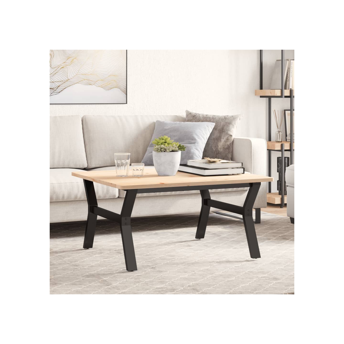 Pieds de table basse cadre en Y 80x70x43 cm acier