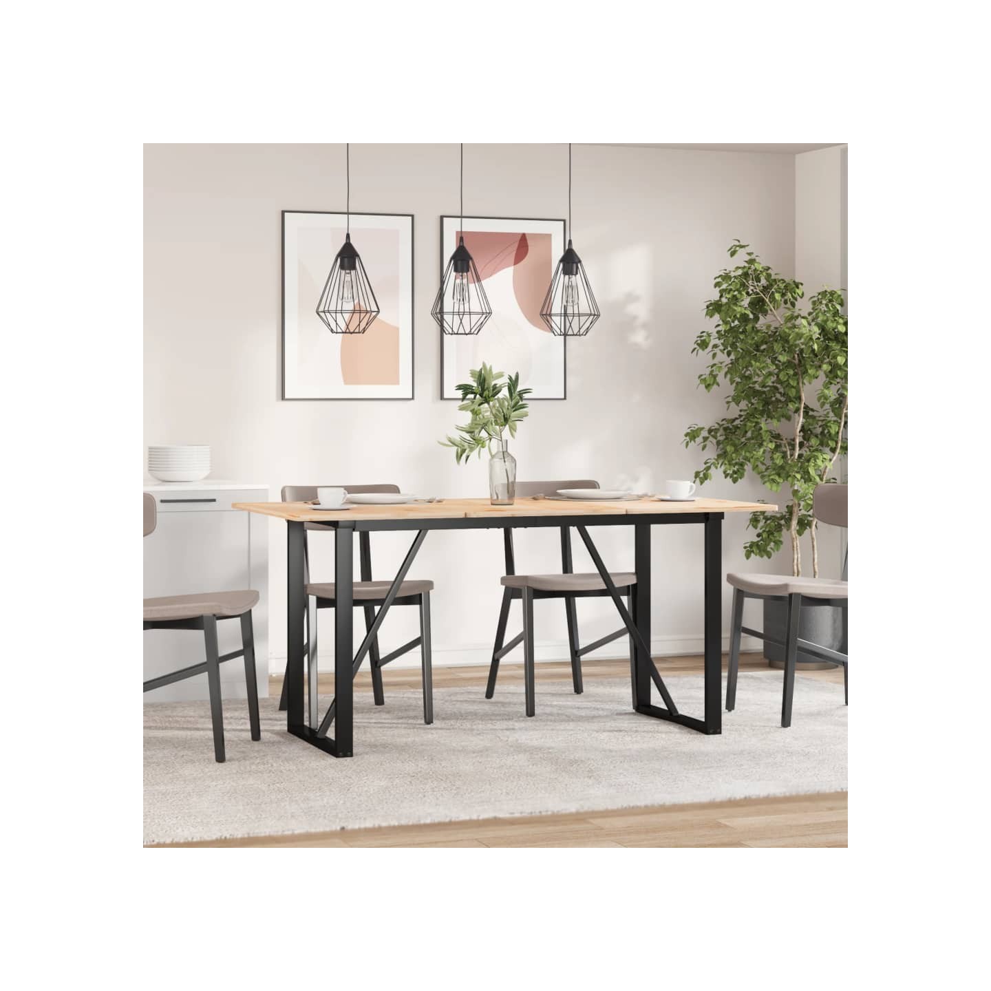 Pieds de table à manger cadre en O 140x60x73 cm acier
