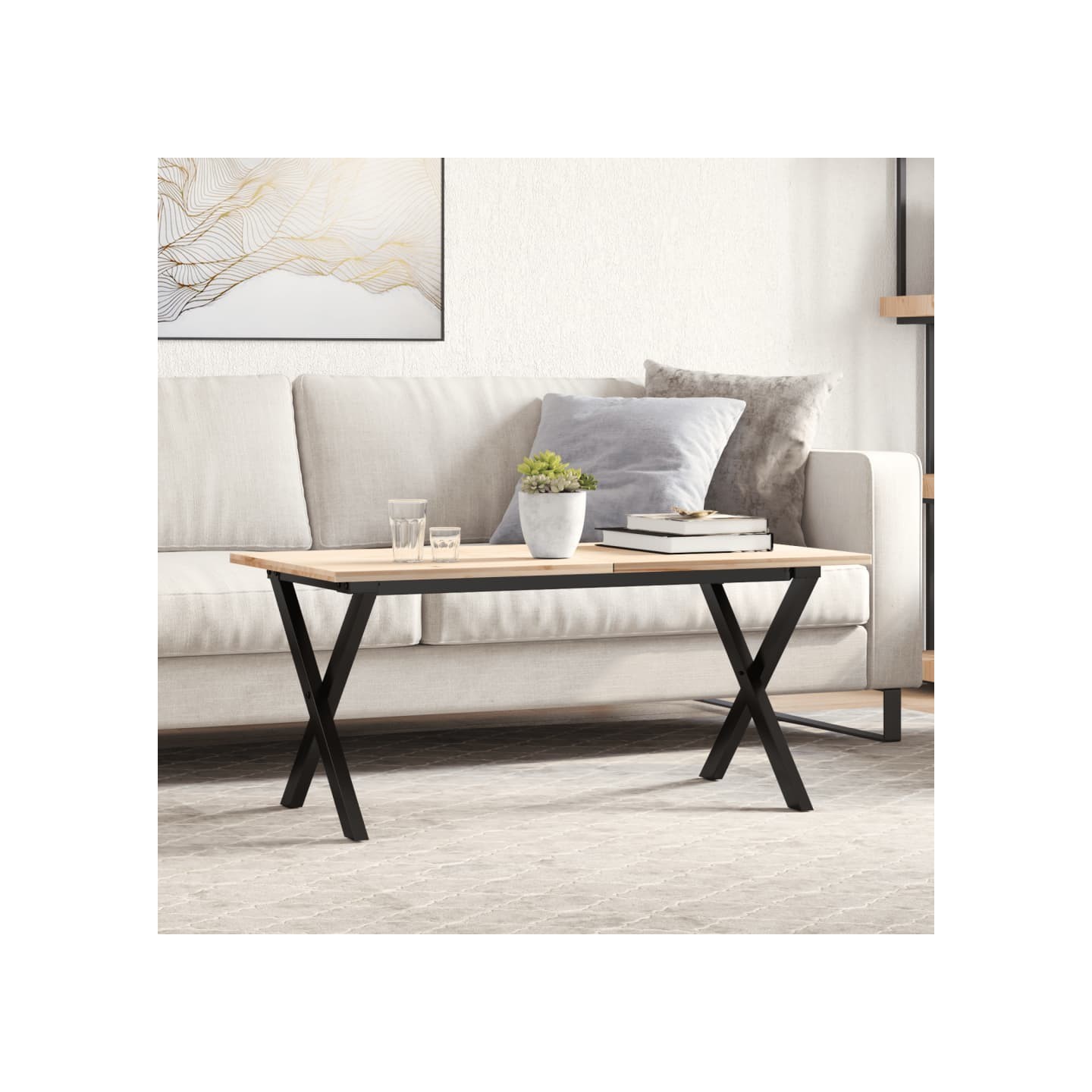 Pieds de table basse cadre en X 70x30x43 cm acier