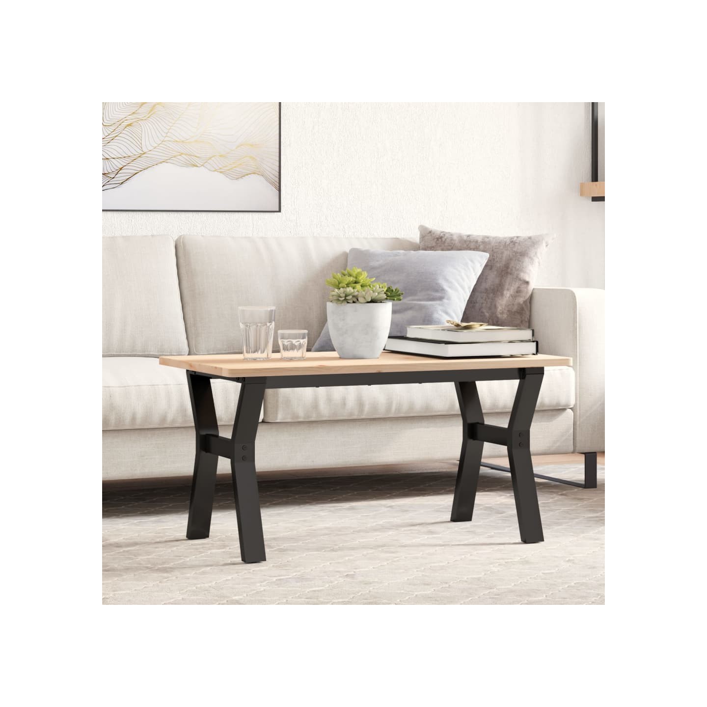 Pieds de table basse cadre en Y 80x40x43 cm acier