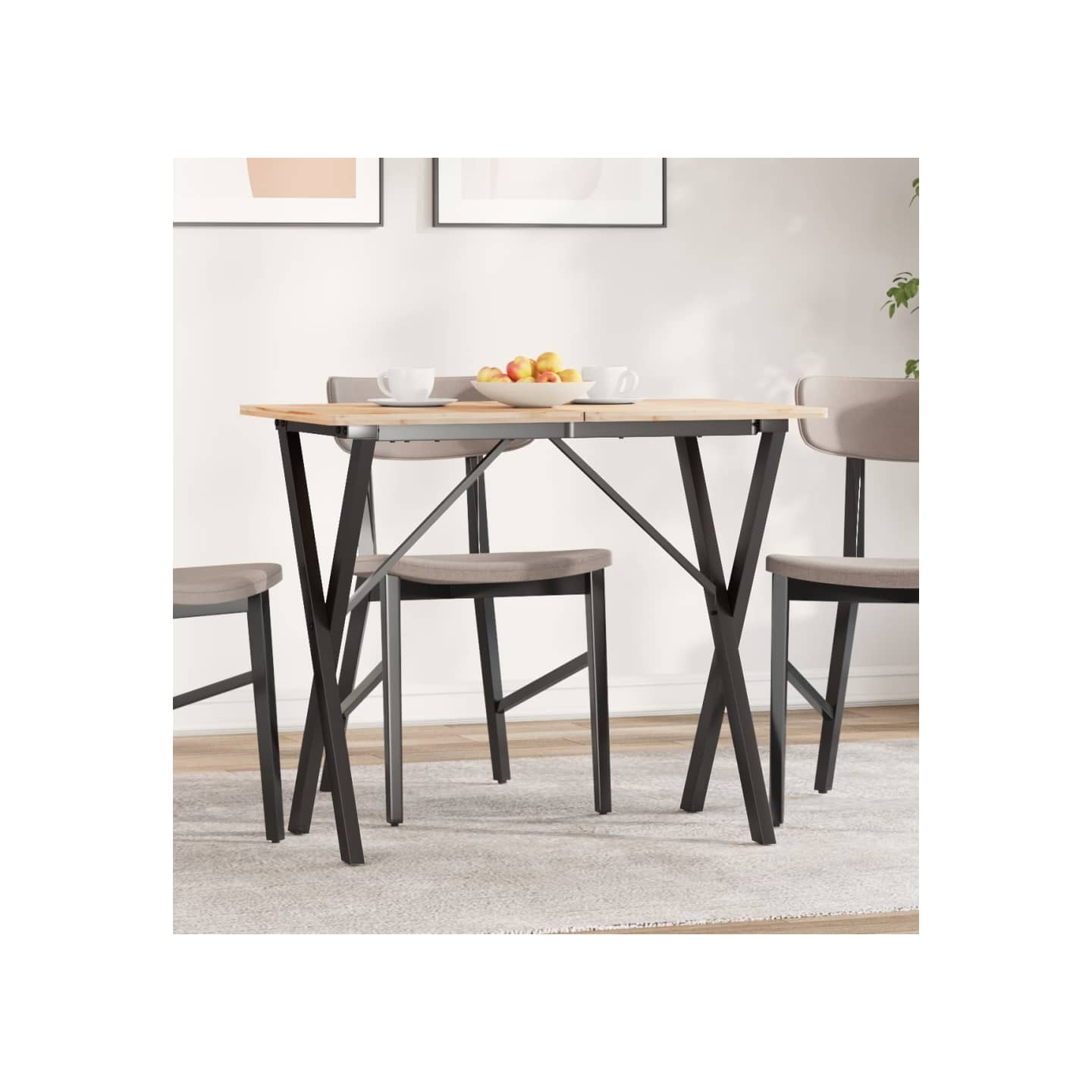 Pieds de table à manger cadre en X 80x40x73 cm acier