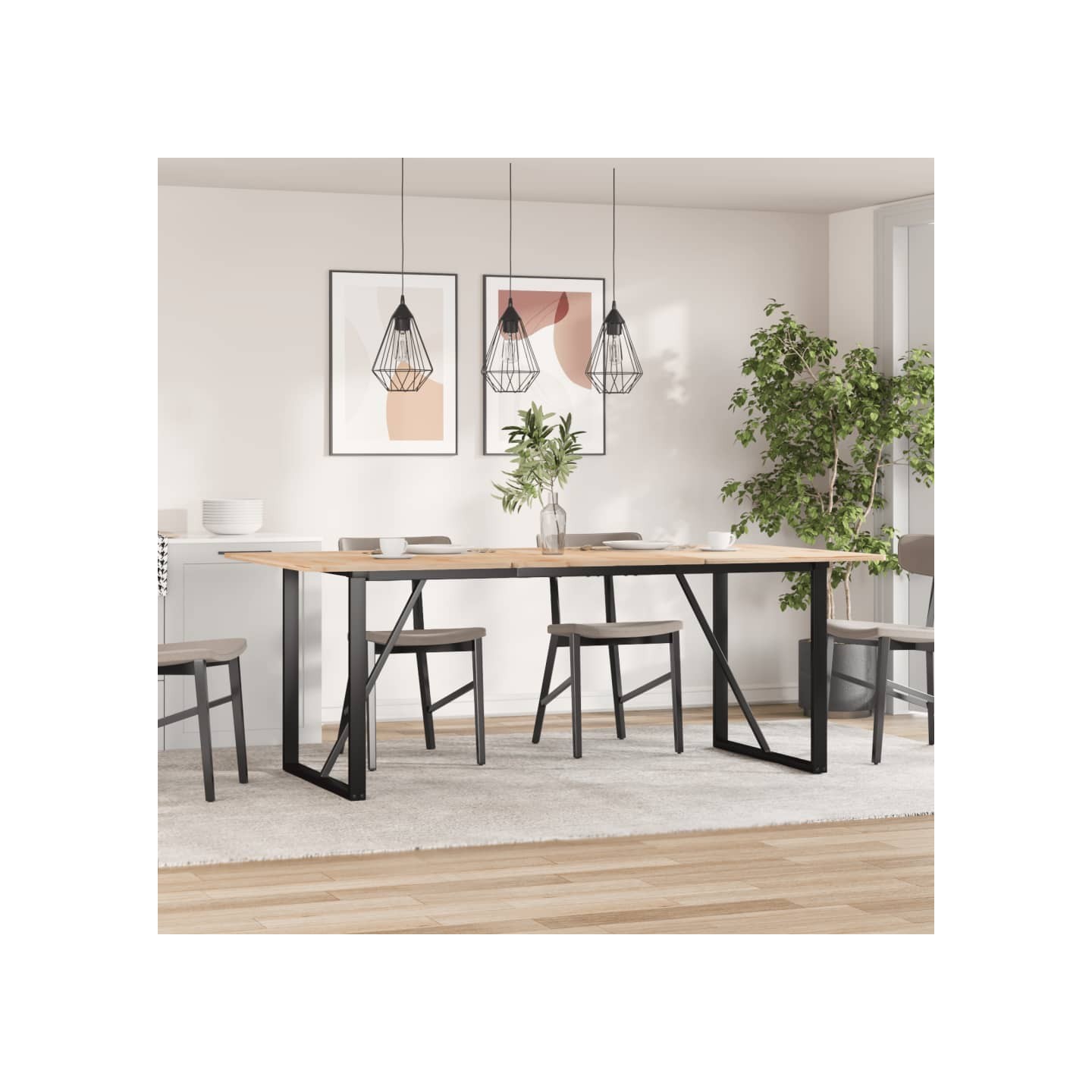 Pieds de table à manger cadre en O 160x80x73 cm acier