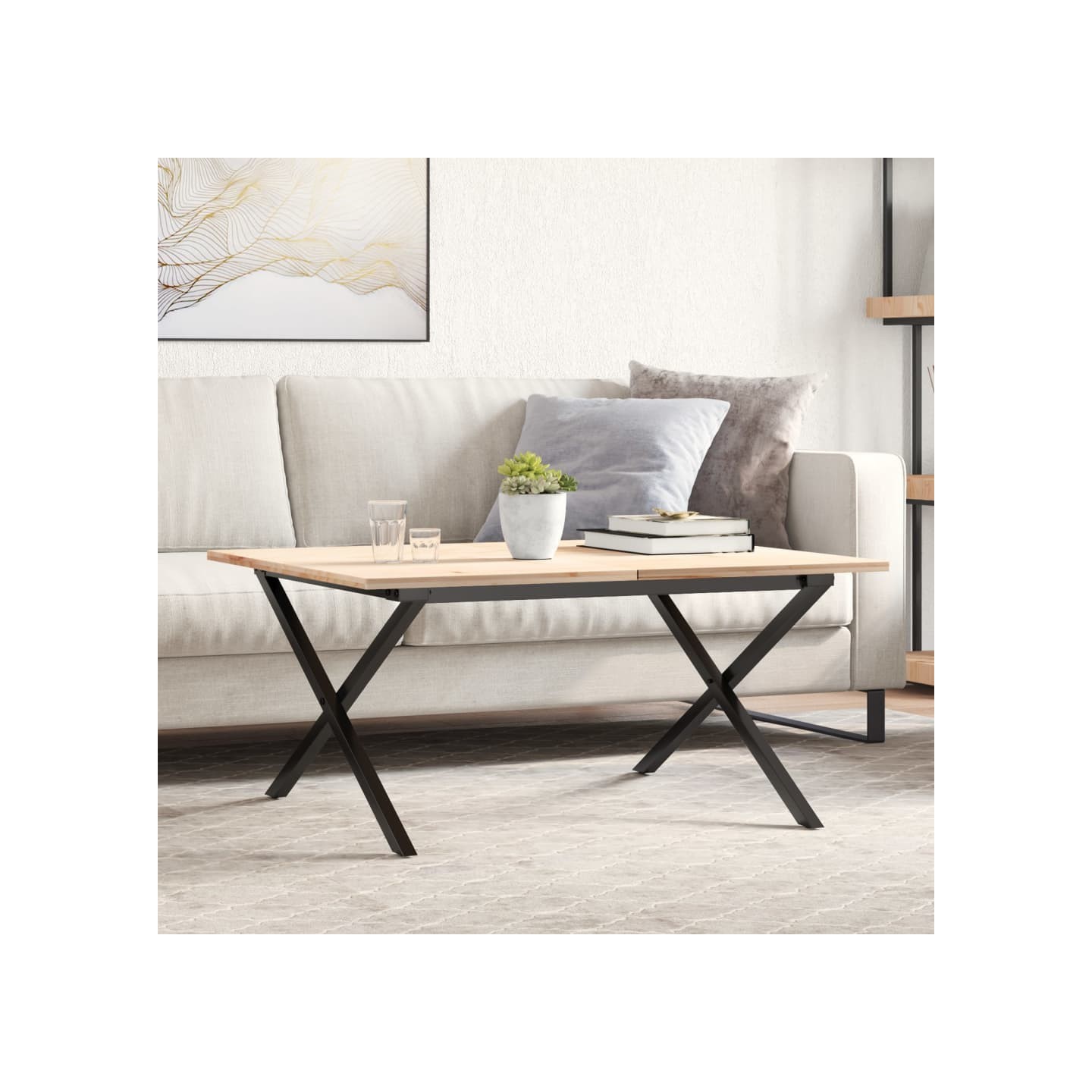 Pieds de table basse cadre en X 80x70x43 cm acier