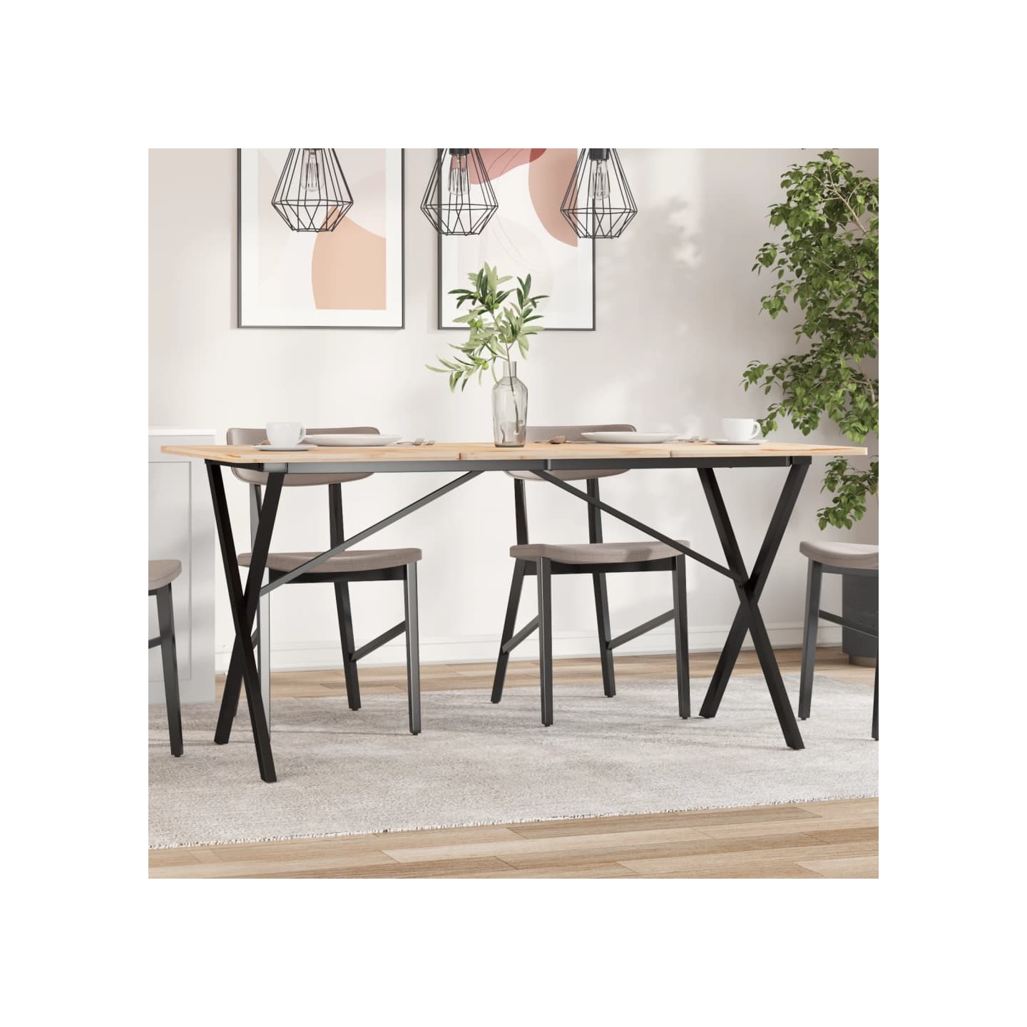 Pieds de table à manger cadre en X 140x60x73 cm acier