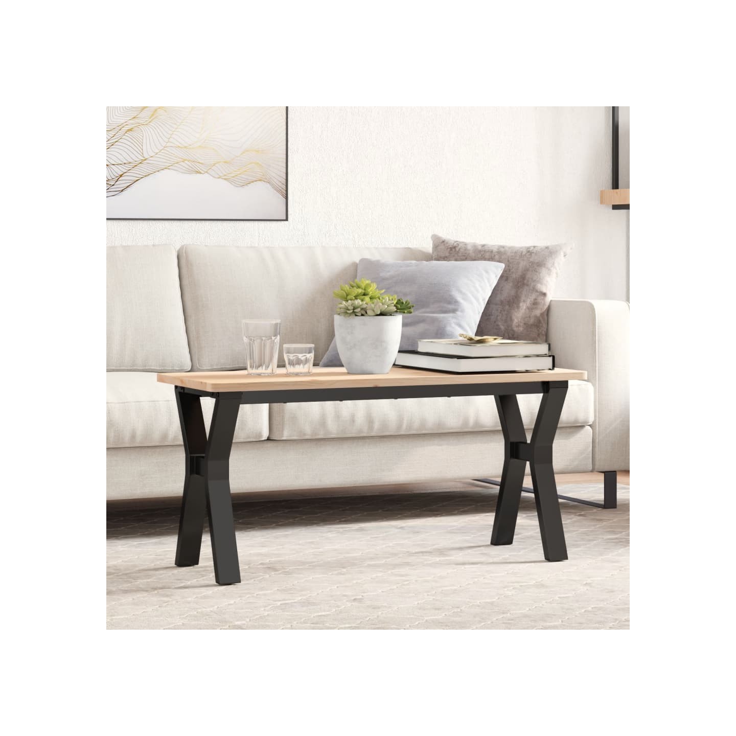Pieds de table basse cadre en Y 90x30x43 cm acier