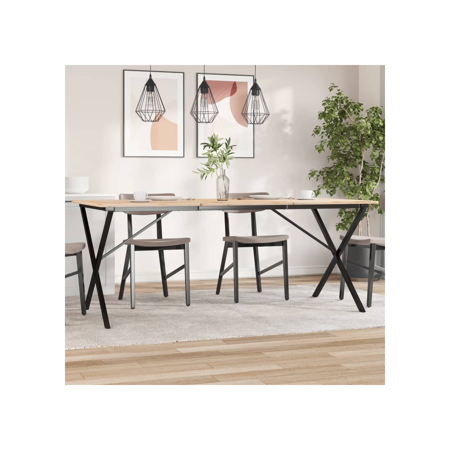 Pieds de table à manger cadre en X 160x80x73 cm acier