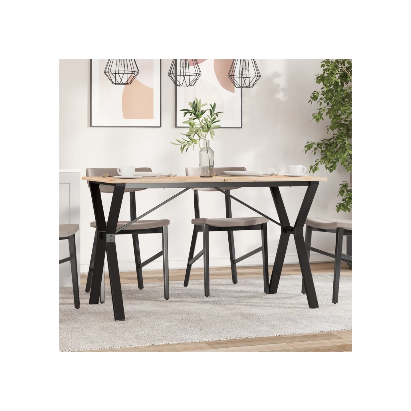 Pieds de table à manger cadre en Y 120x60x73 cm acier