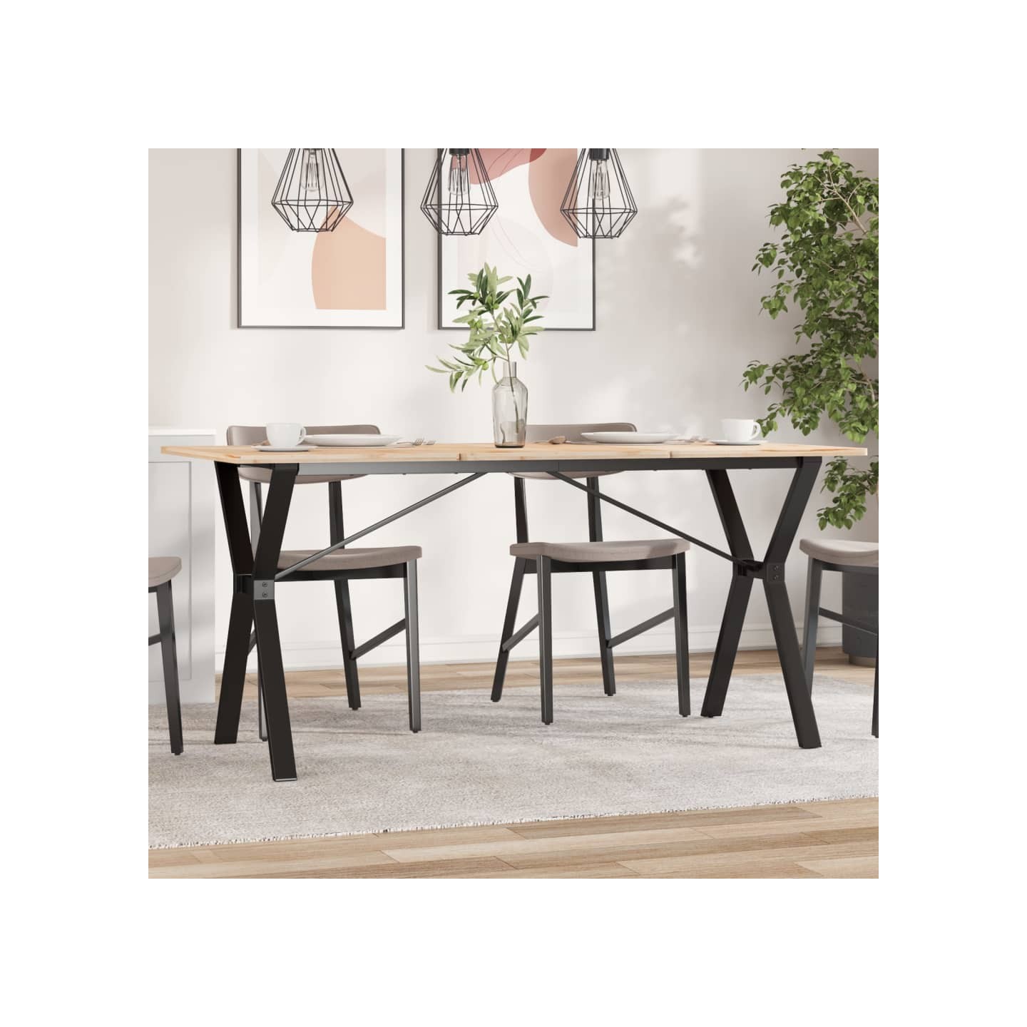 Pieds de table à manger cadre en Y 140x60x73 cm acier