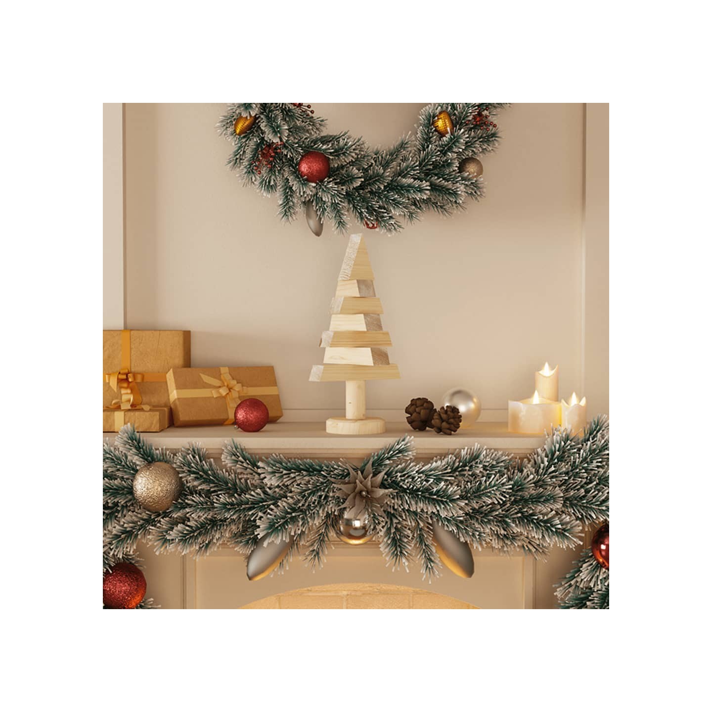 Arbres de Noël en bois pour décoration 2 pcs 30 cm pin massif