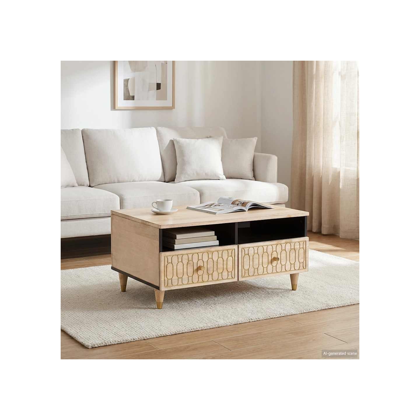 Table basse 80x54x40 cm bois de manguier massif