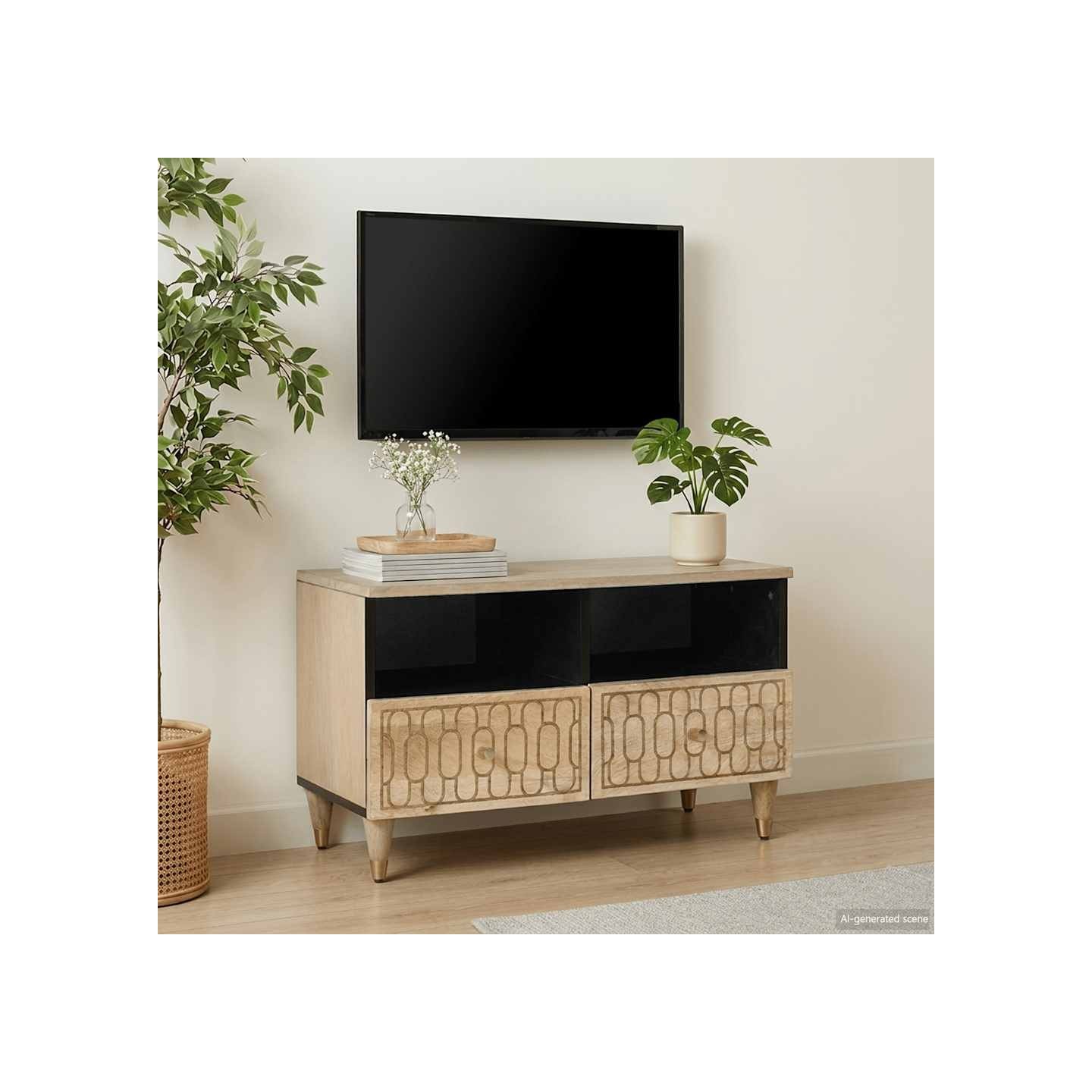 Meuble TV 70x33x46 cm Bois massif de manguier