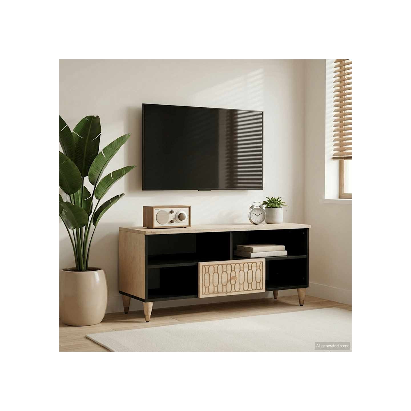 Meuble TV 100x33x46 cm bois massif de manguier