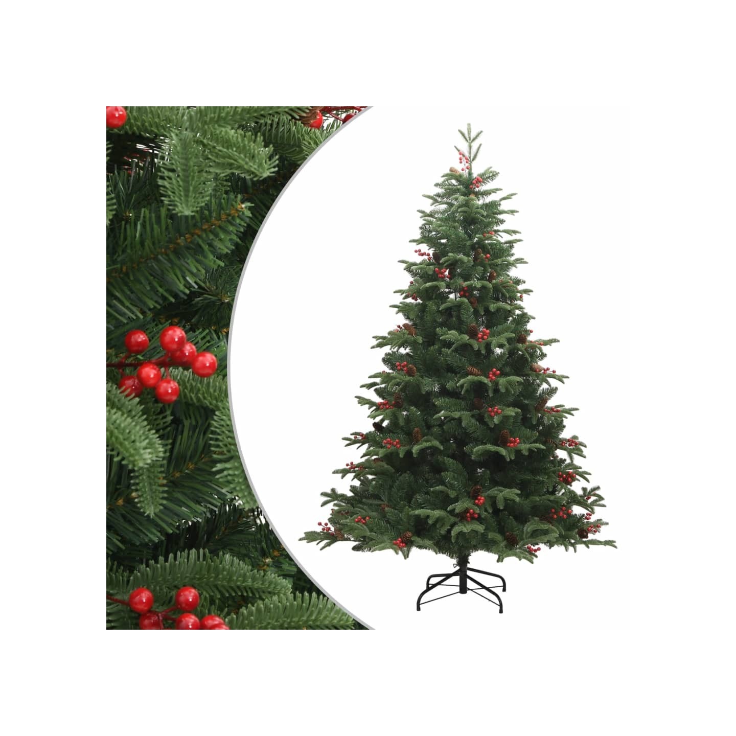 Sapin de Noël artificiel avec pommes de pin et baies 210 cm