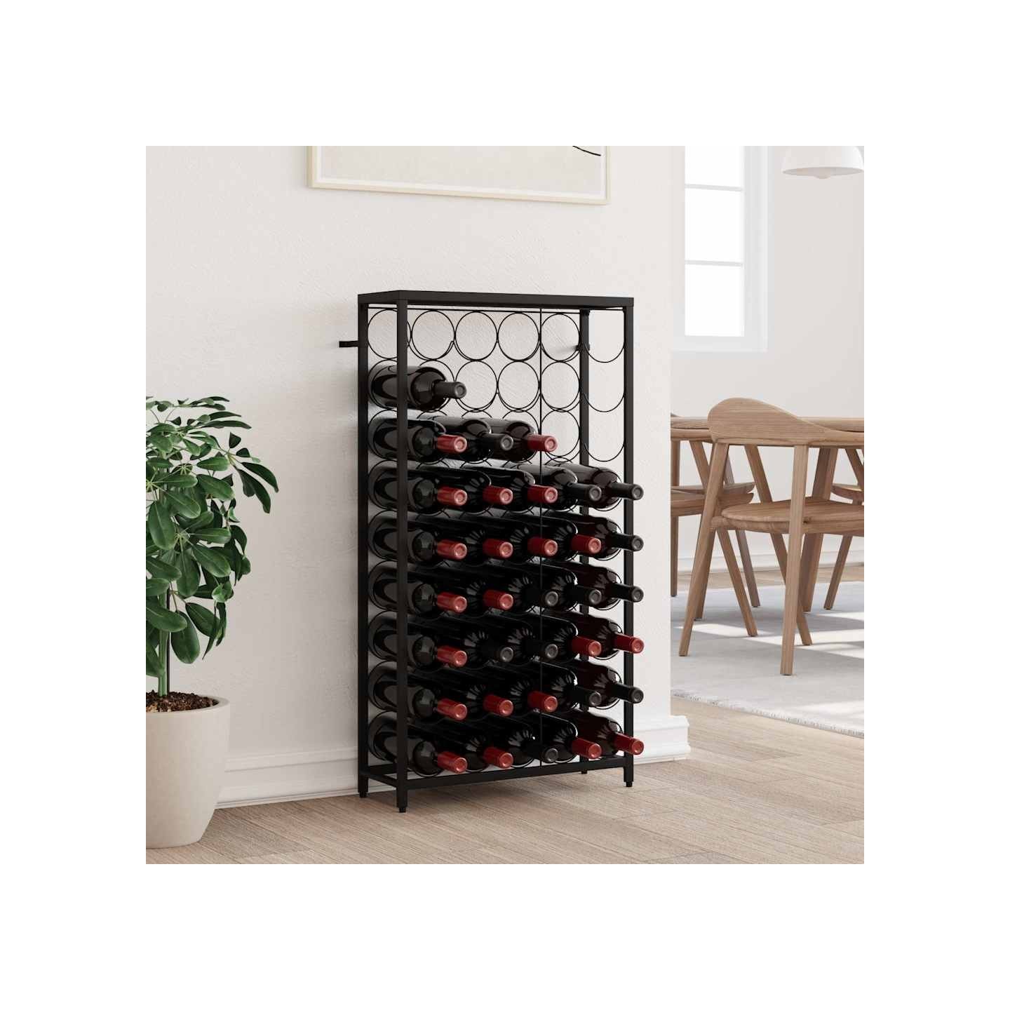Casier à bouteilles de 45 bouteilles noir 54x18x100cm fer forgé