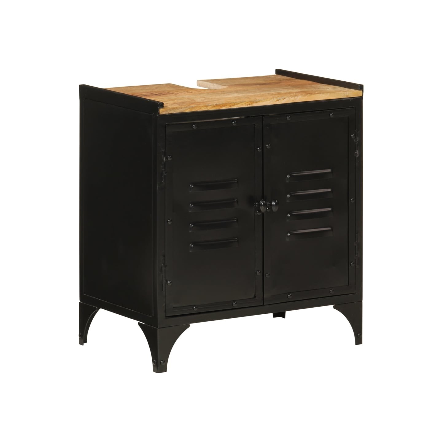 Armoire de lavabo de salle de bain fer et bois de manguier