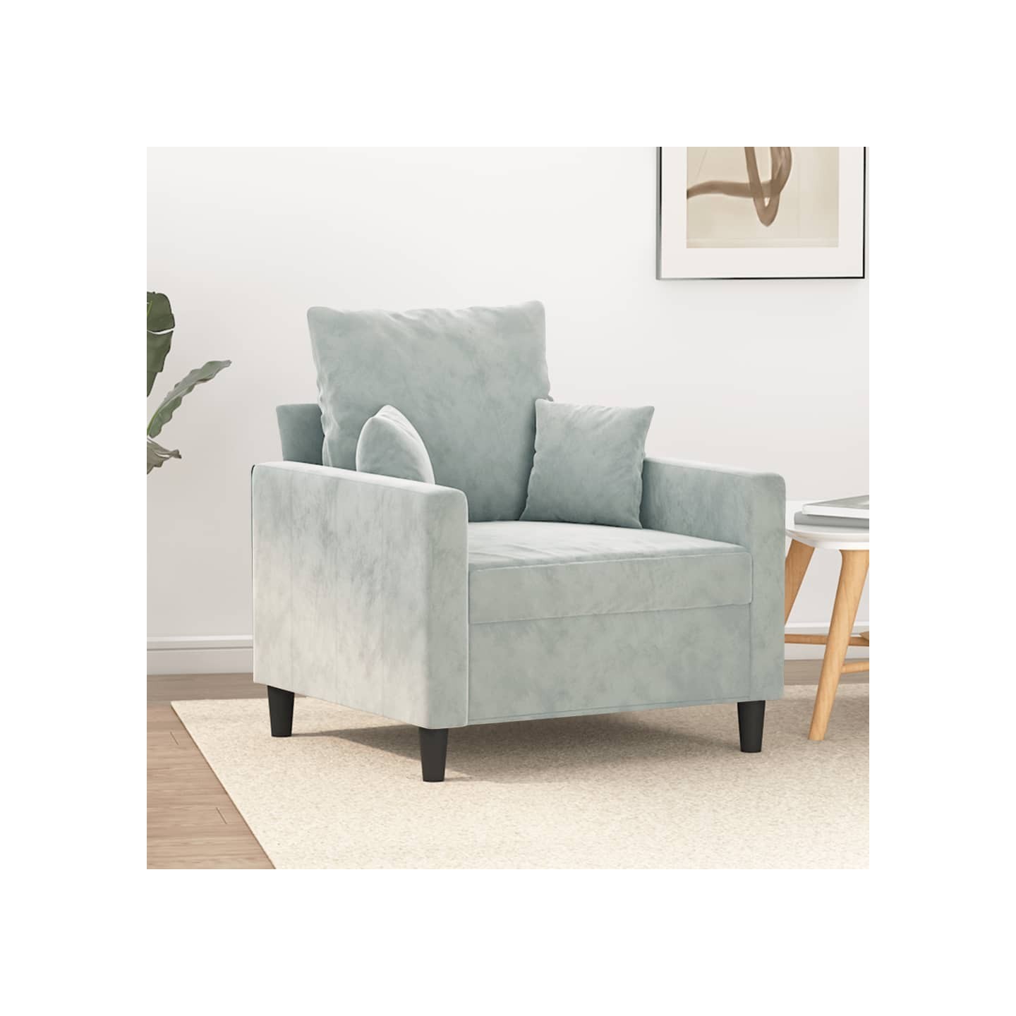 Fauteuil Gris clair 60 cm Velours