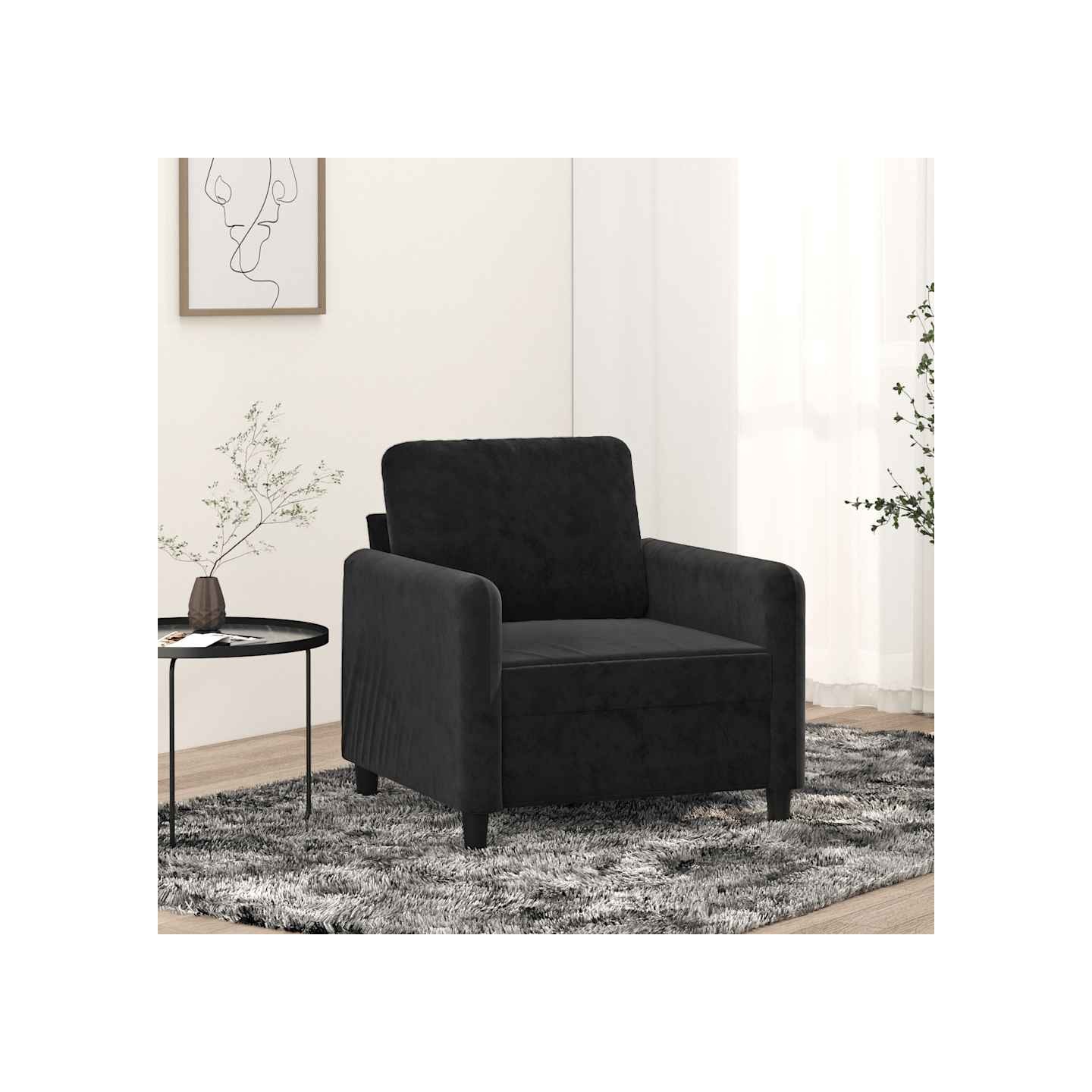 Fauteuil Noir 60 cm Velours