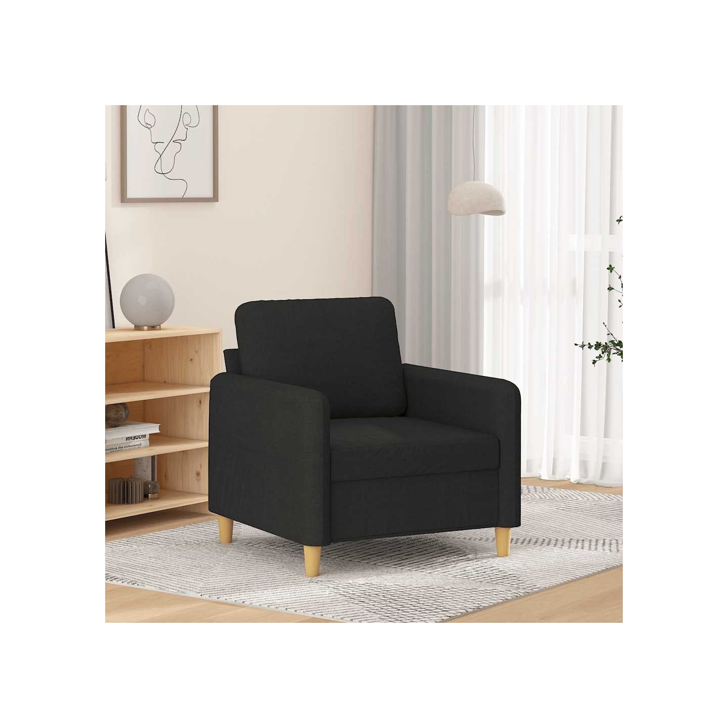 Fauteuil Noir 60 cm Tissu