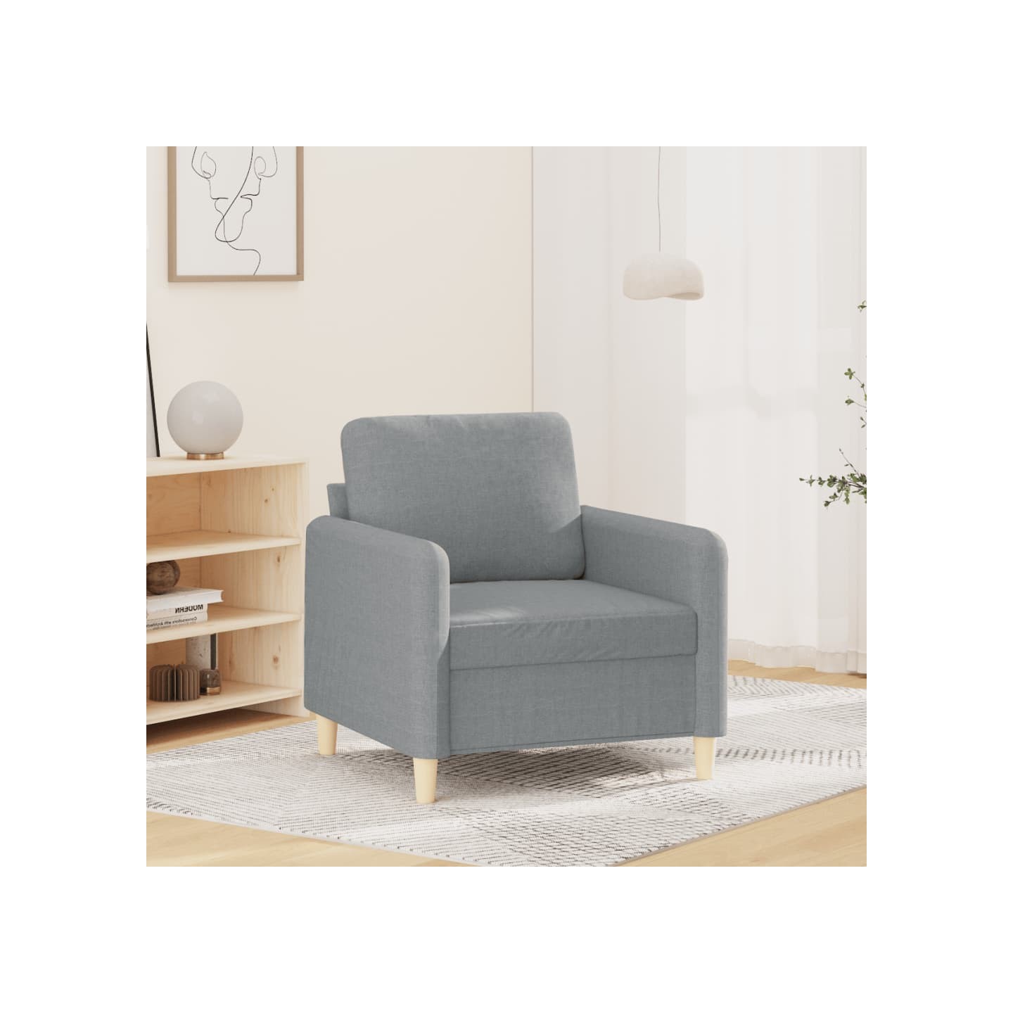 Fauteuil Gris clair 60 cm Tissu