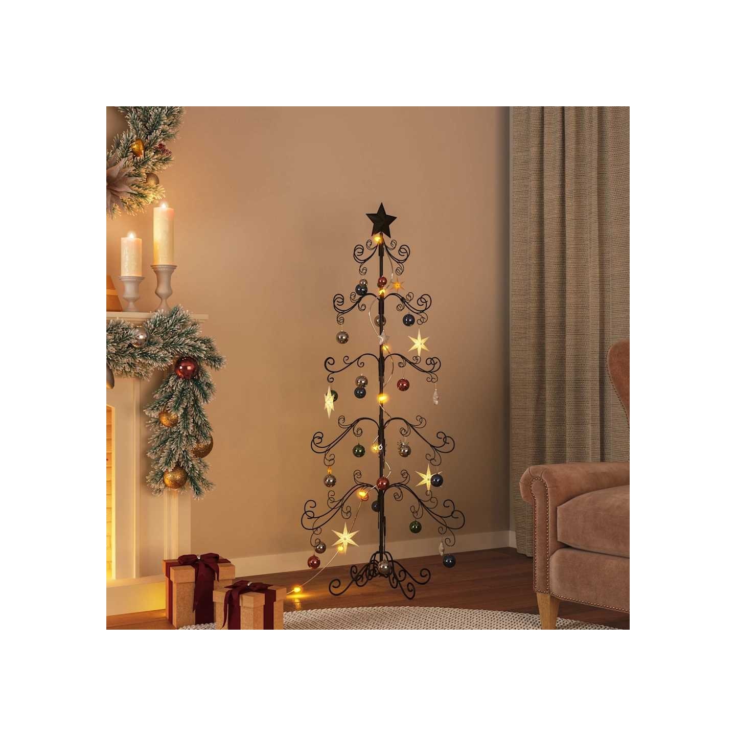 Arbre de Noël en métal pour décoration noir 150 cm