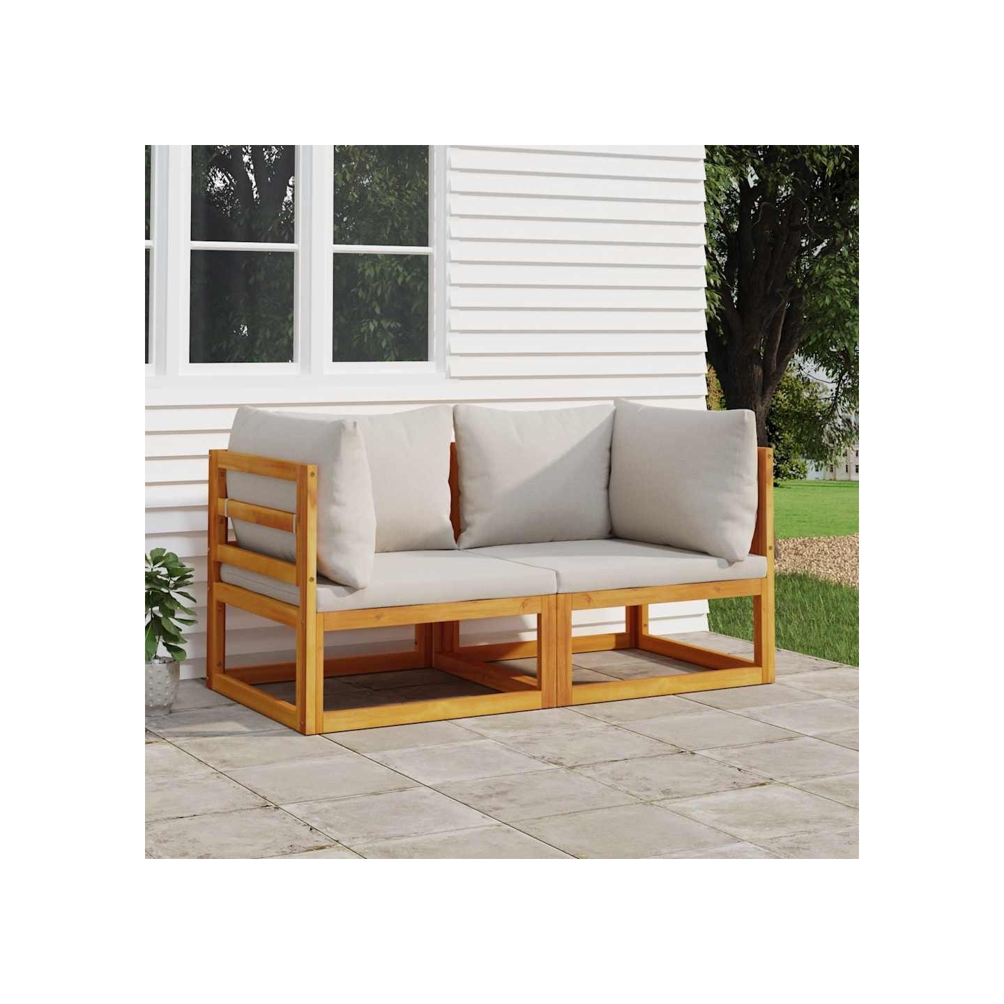 Canapés d'angle sectionnels 2 pcs coussins gris clair acacia