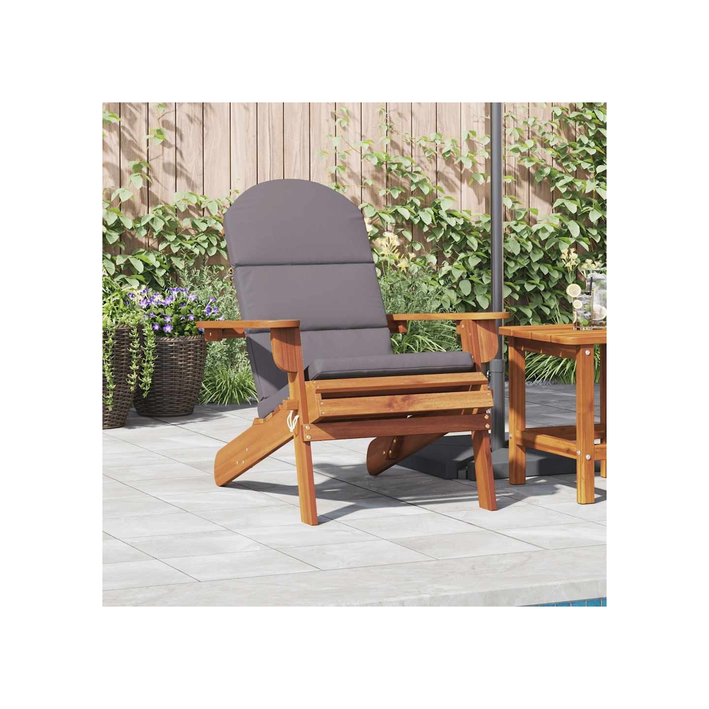 Chaise de jardin Adirondack avec coussins bois massif d'acacia