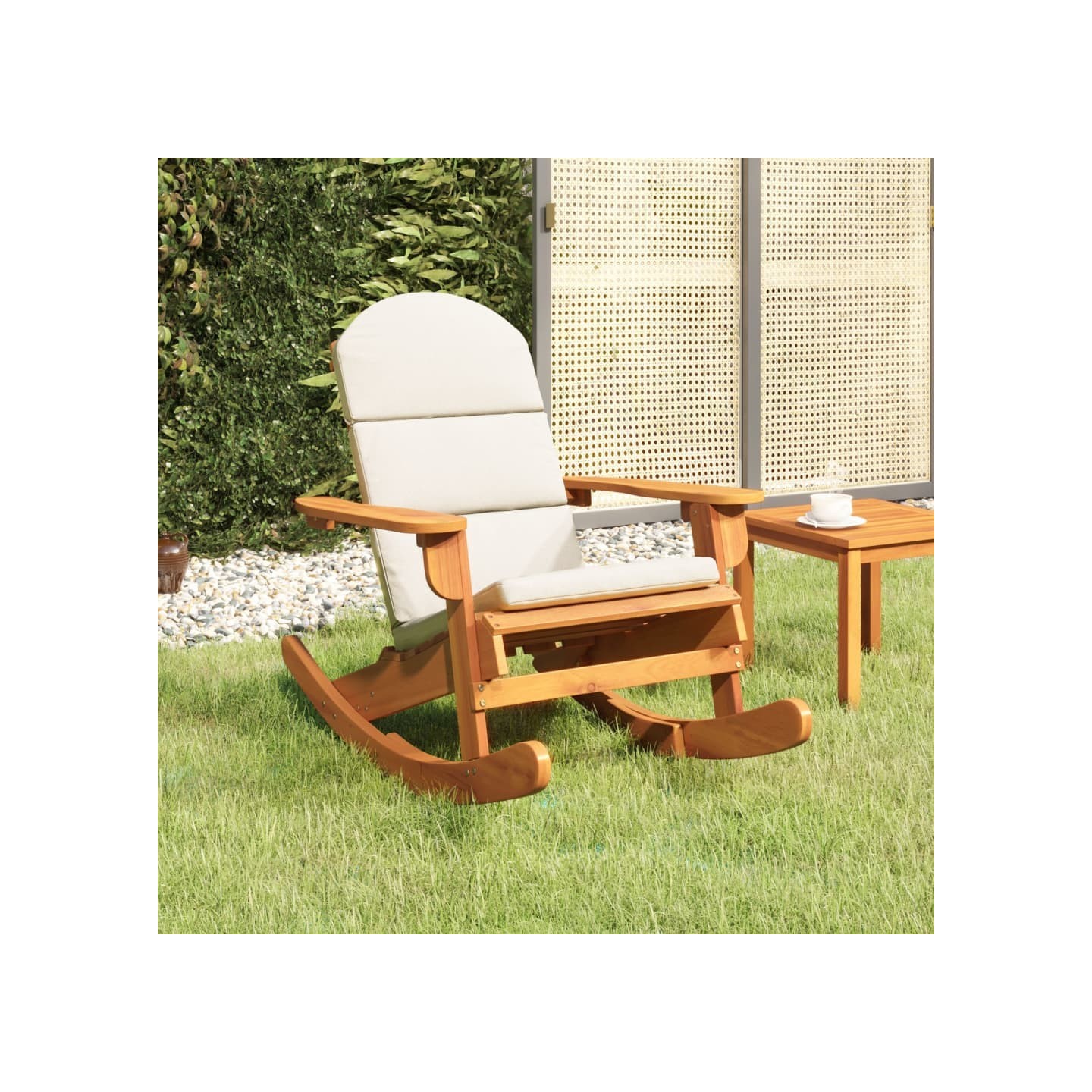 Chaise à bascule Adirondack avec coussins bois massif d'acacia