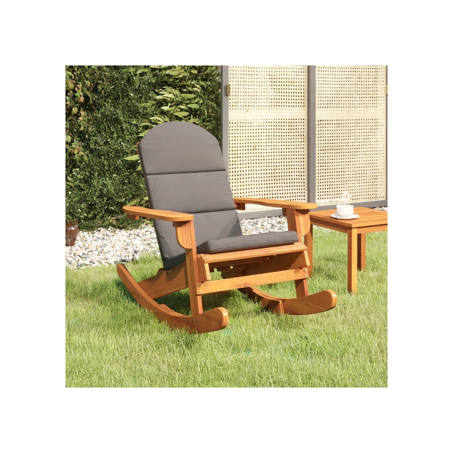 Chaise à bascule Adirondack avec coussins bois massif d'acacia