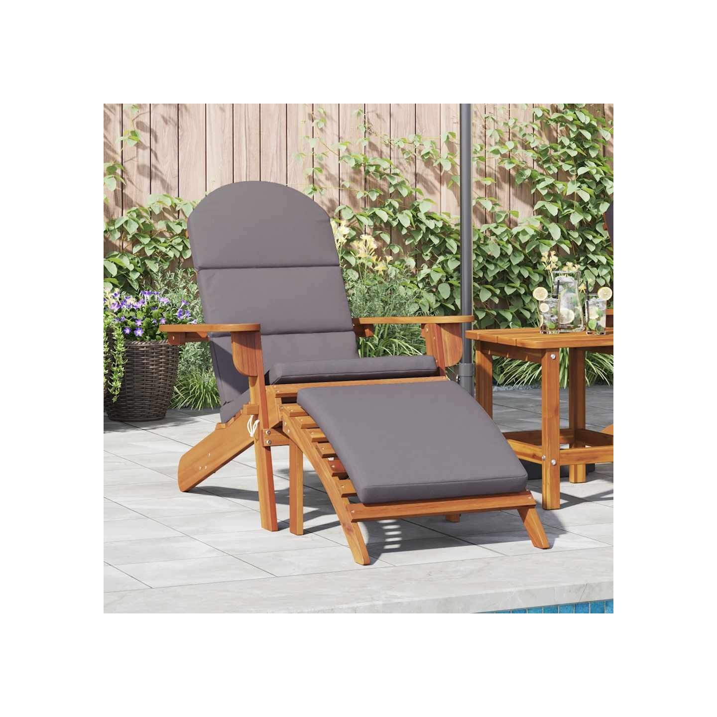 Chaise de jardin Adirondack et repose-pieds bois massif acacia