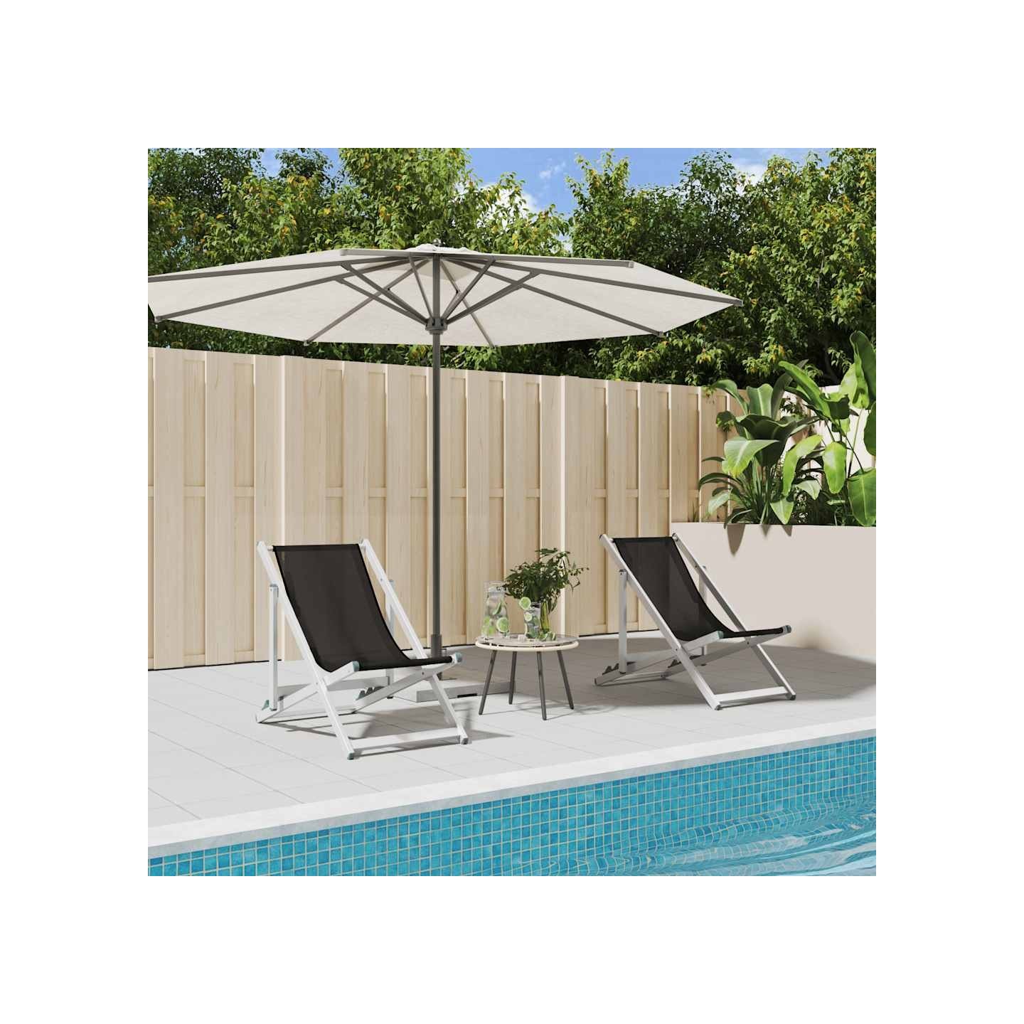 Chaises pliantes, lot de 2, en aluminium noir et textilène