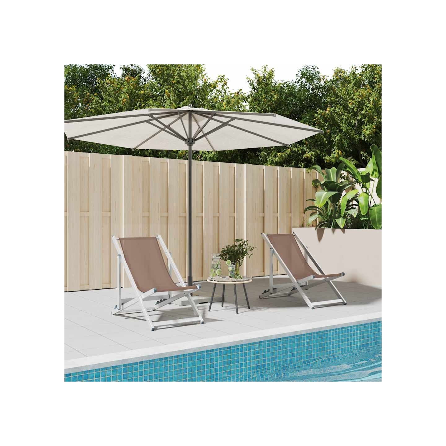 Chaises pliantes 2 pièces, aluminium marron et textilène