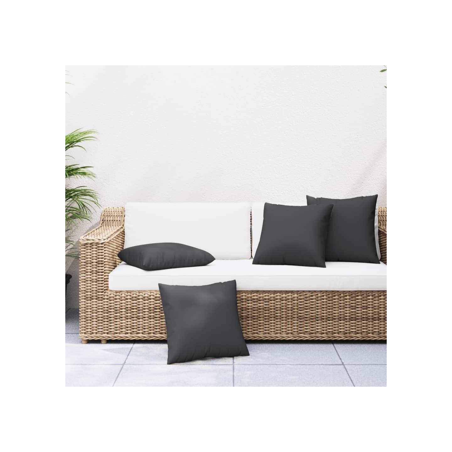 Coussins de canapé lot de 4 noir 40x40 cm tissu