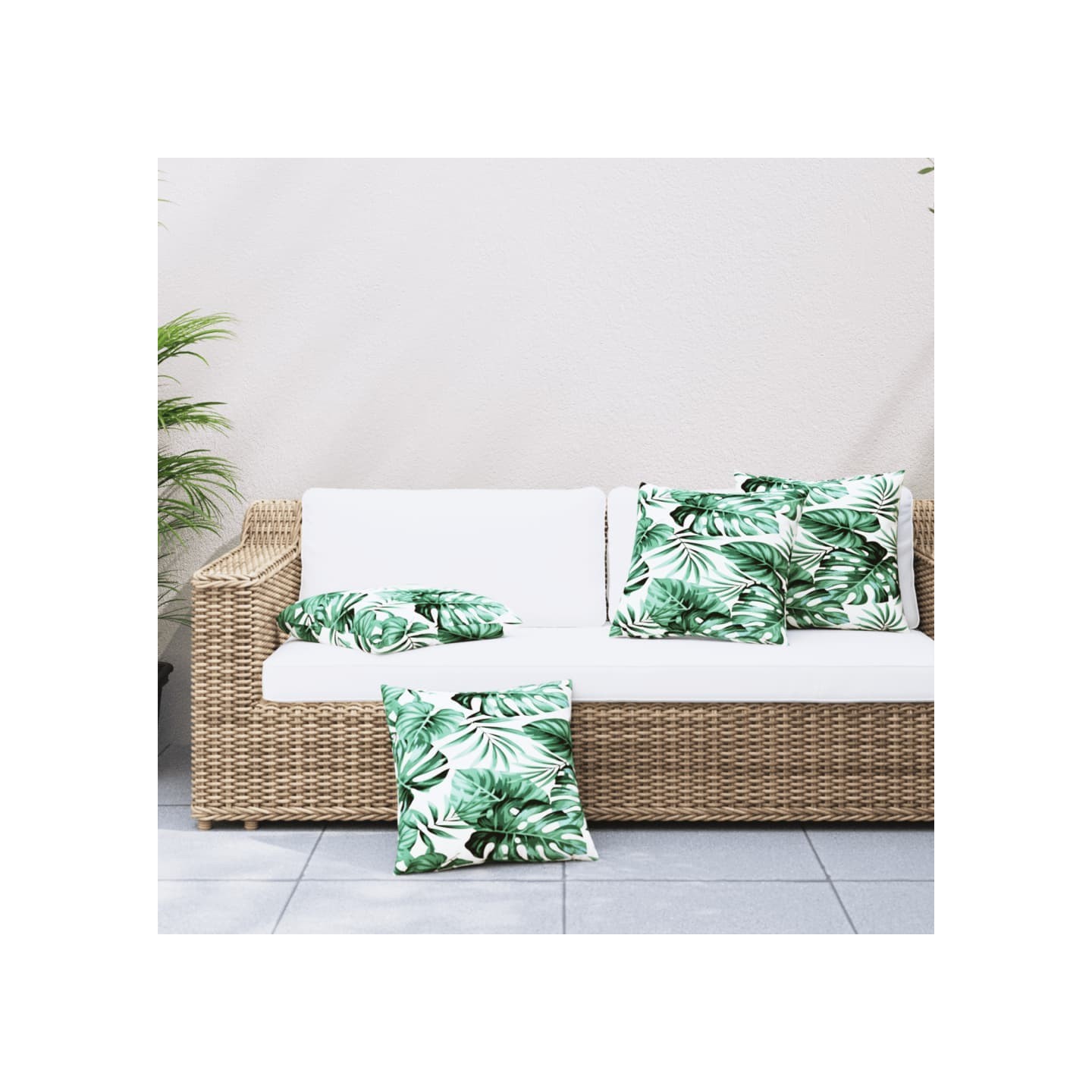 Coussins de canapé 4 pcs motif de feuilles 60x60 cm tissu