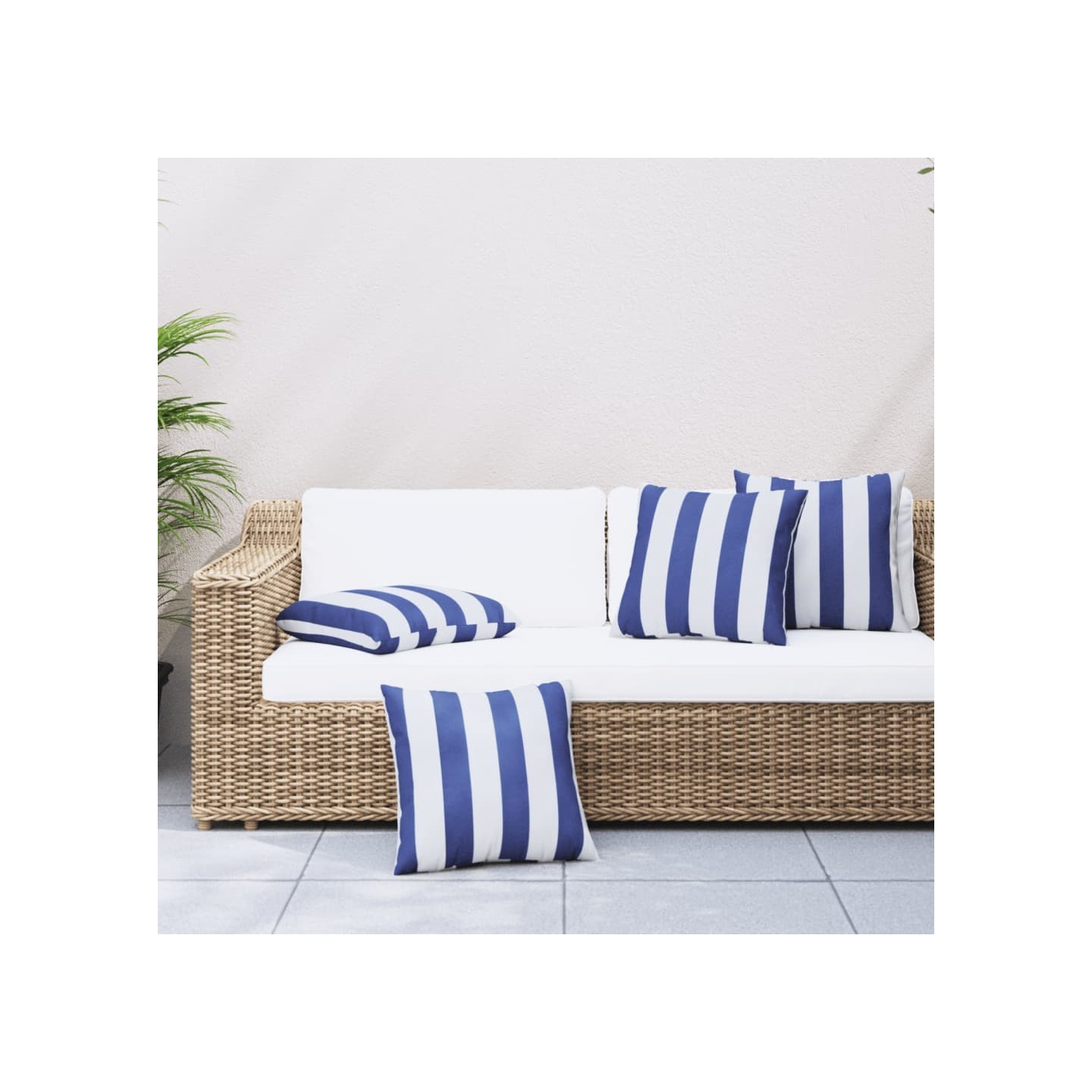Coussins décoratifs lot de 4 Rayures bleues et blanches 60x60cm
