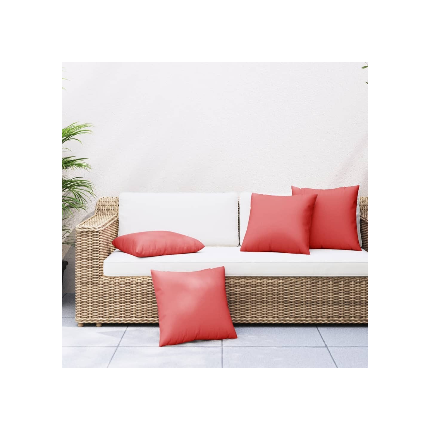 Coussins de canapé lot de 4 rouge 60x60 cm tissu