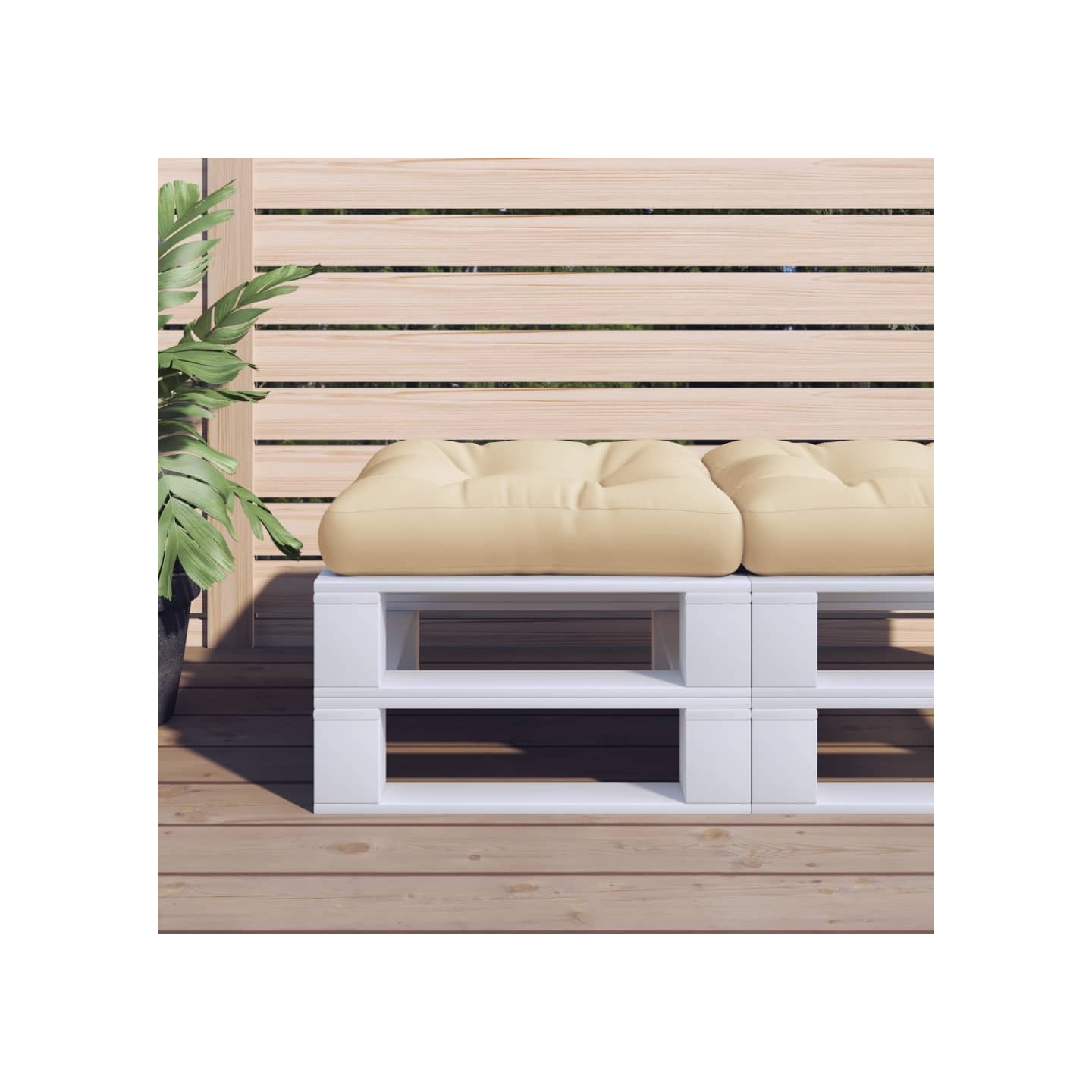 Coussin de palette beige 50x50x12 cm tissu