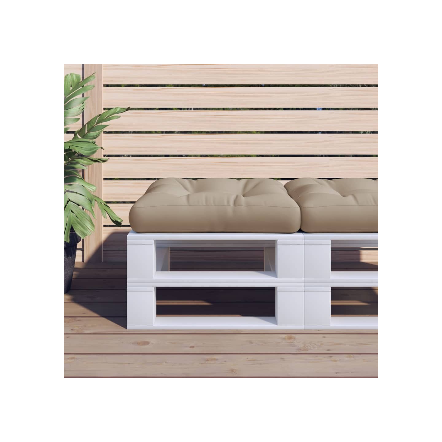 Coussin de palette taupe 50x50x12 cm tissu