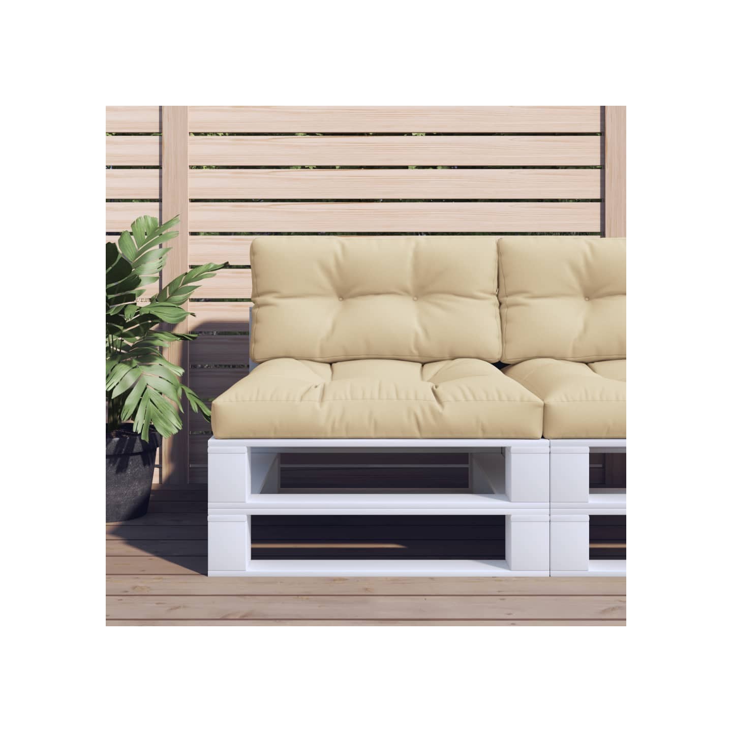 Coussin de palette beige 80x40x12 cm tissu