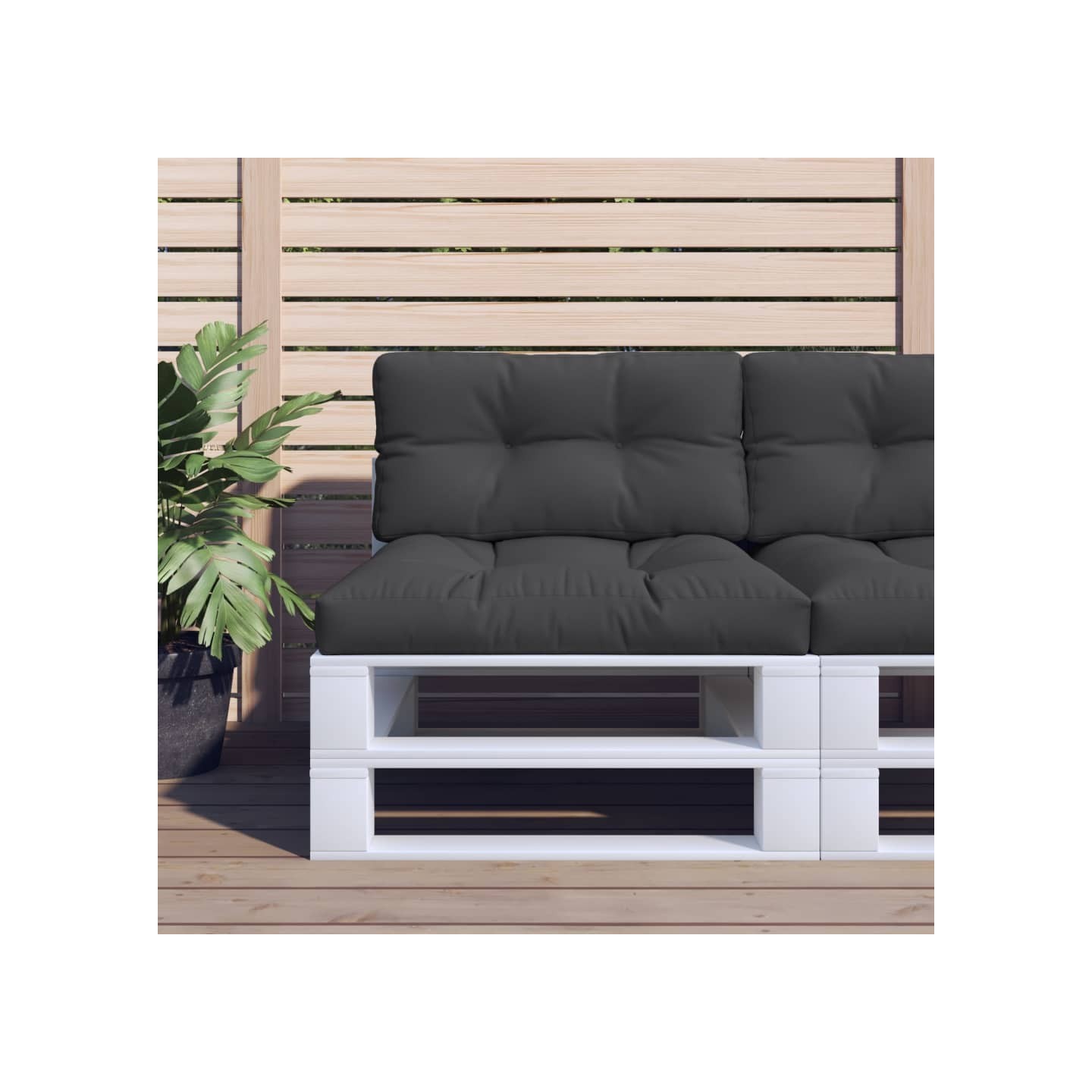Coussin de palette noir 80x40x12 cm tissu