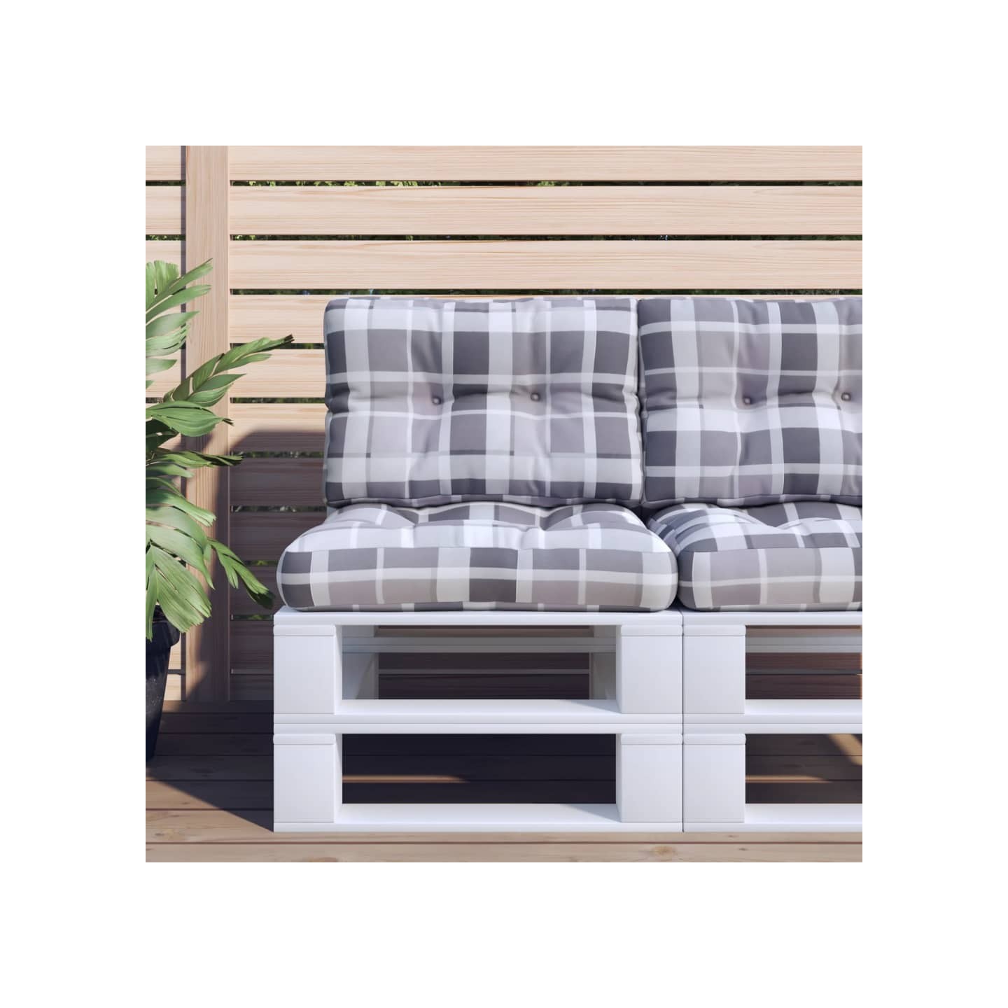 Coussins de palette lot de 2 motif à carreaux gris tissu