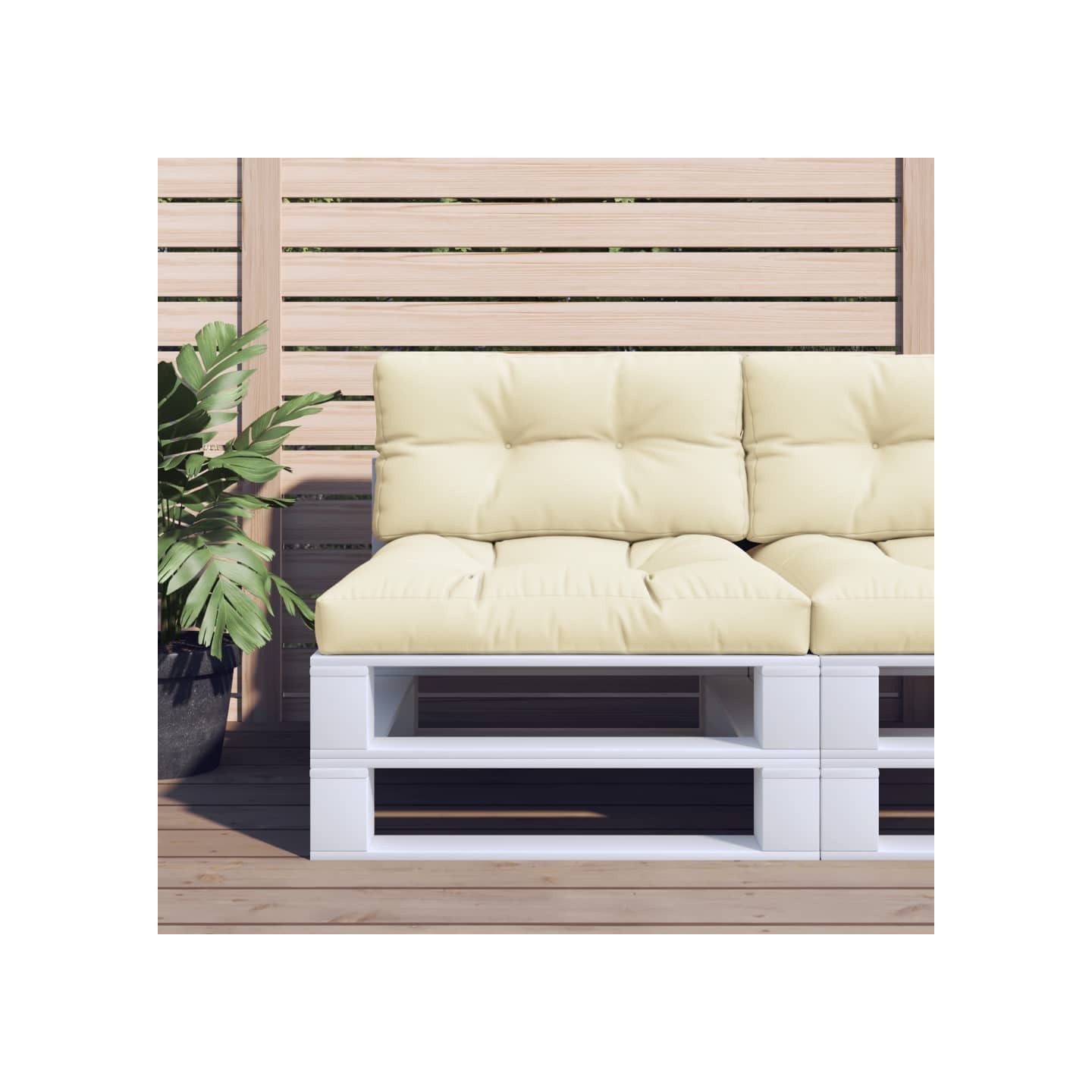 Coussins de palette lot de 2 crème tissu