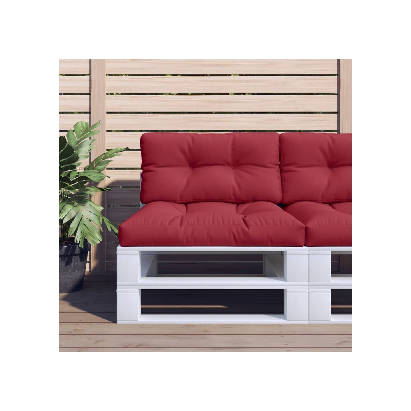 Coussins de palette lot de 2 rouge bordeaux tissu