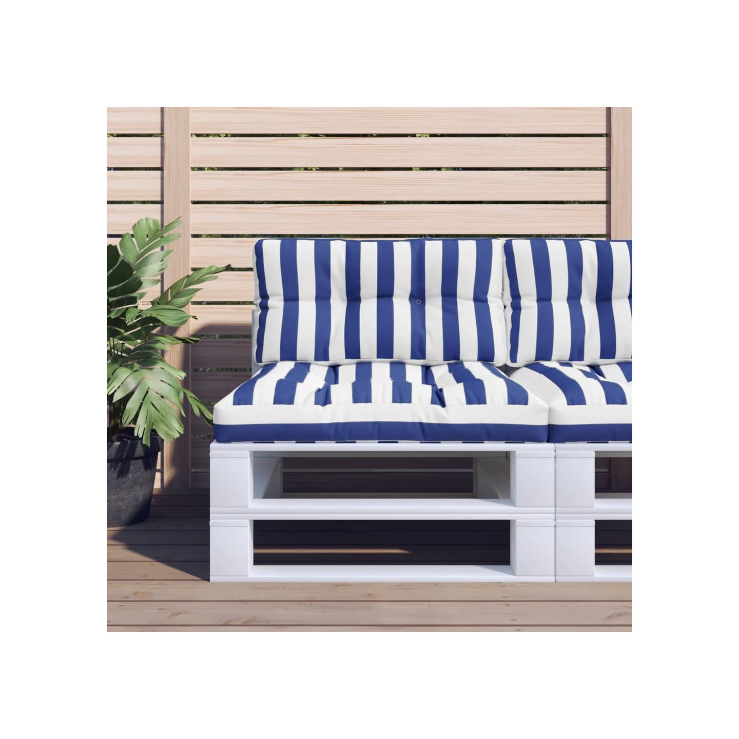 Coussins de palette lot de 2 rayures bleues/blanches tissu