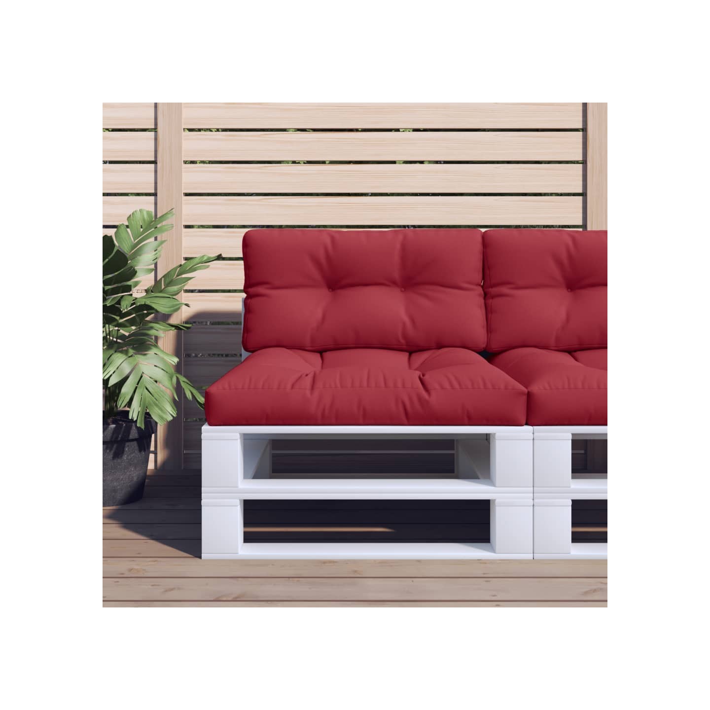 Coussins de palette lot de 2 rouge bordeaux tissu