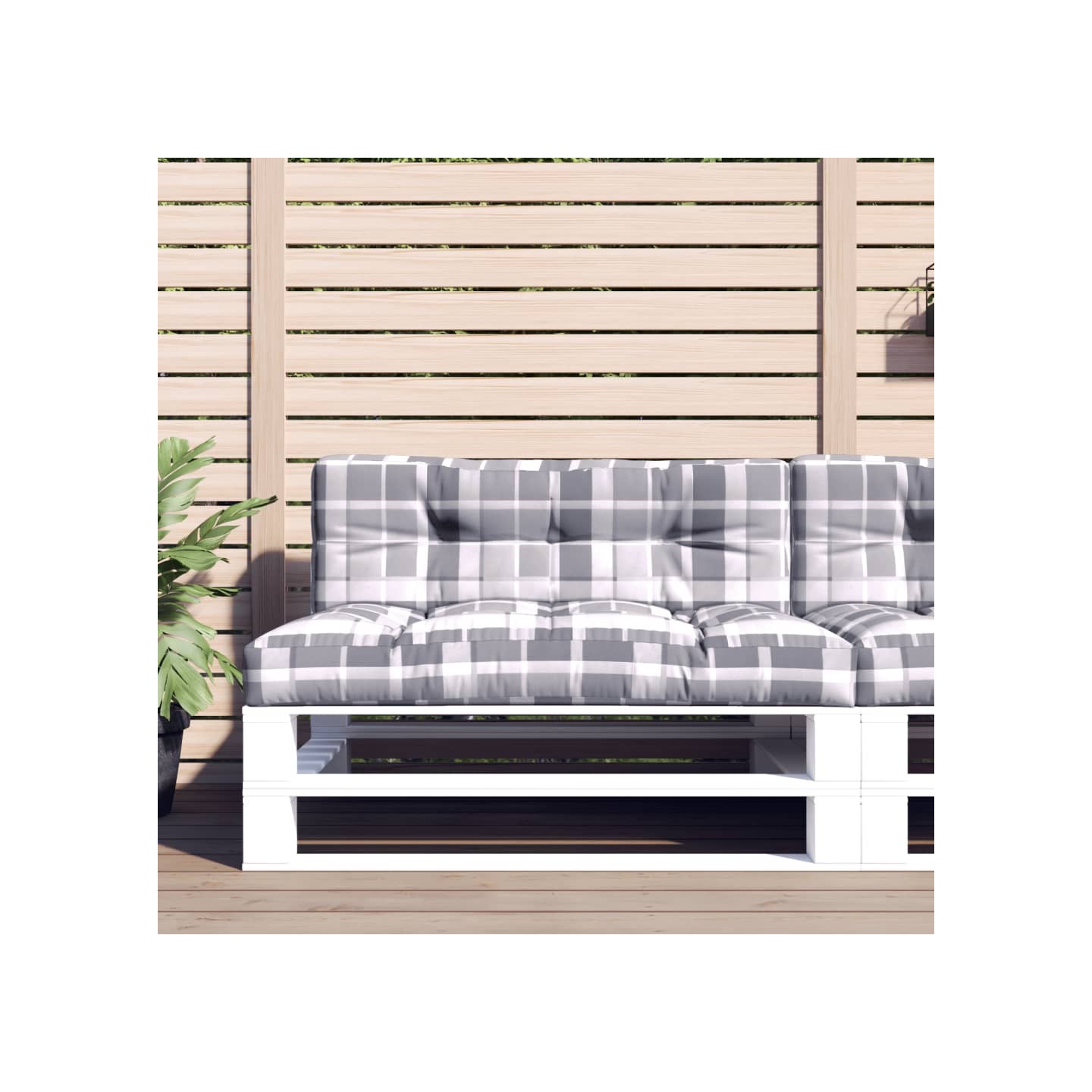Coussins de palette lot de 2 motif à carreaux gris tissu