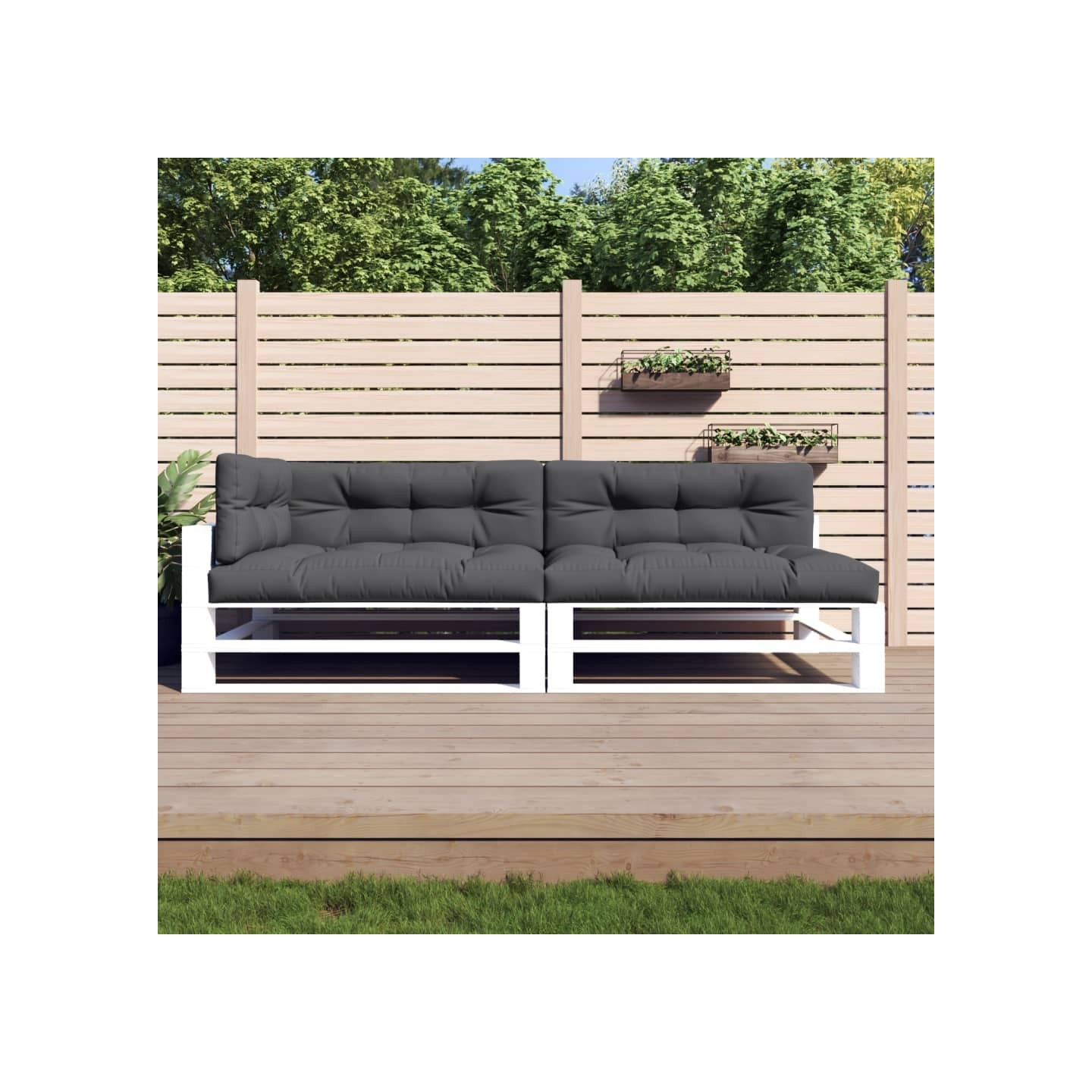 Coussins de palette 5 pcs anthracite tissu