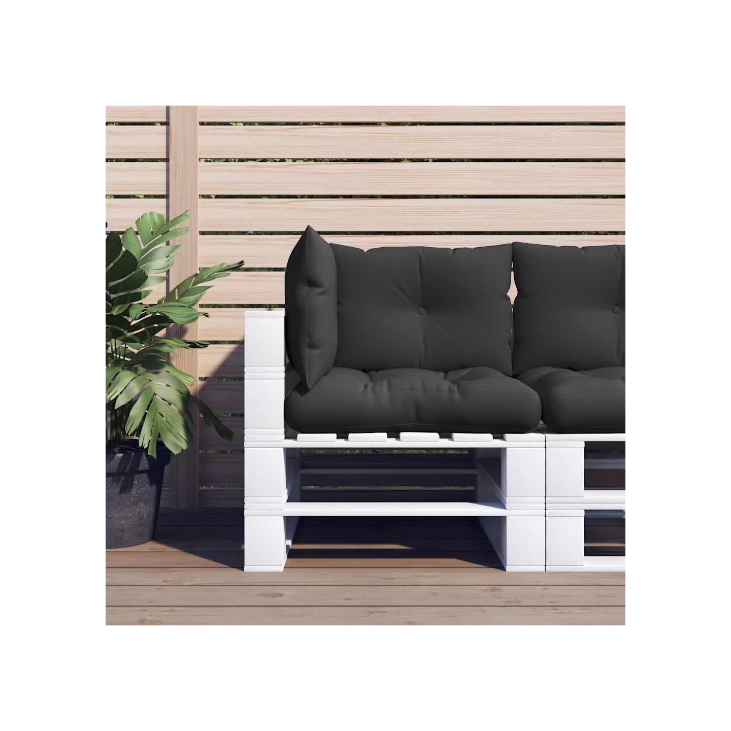 Coussins de palette lot de 3 noir tissu