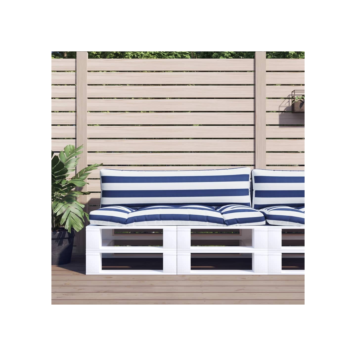 Coussins de palette lot de 2 rayures bleues/blanches