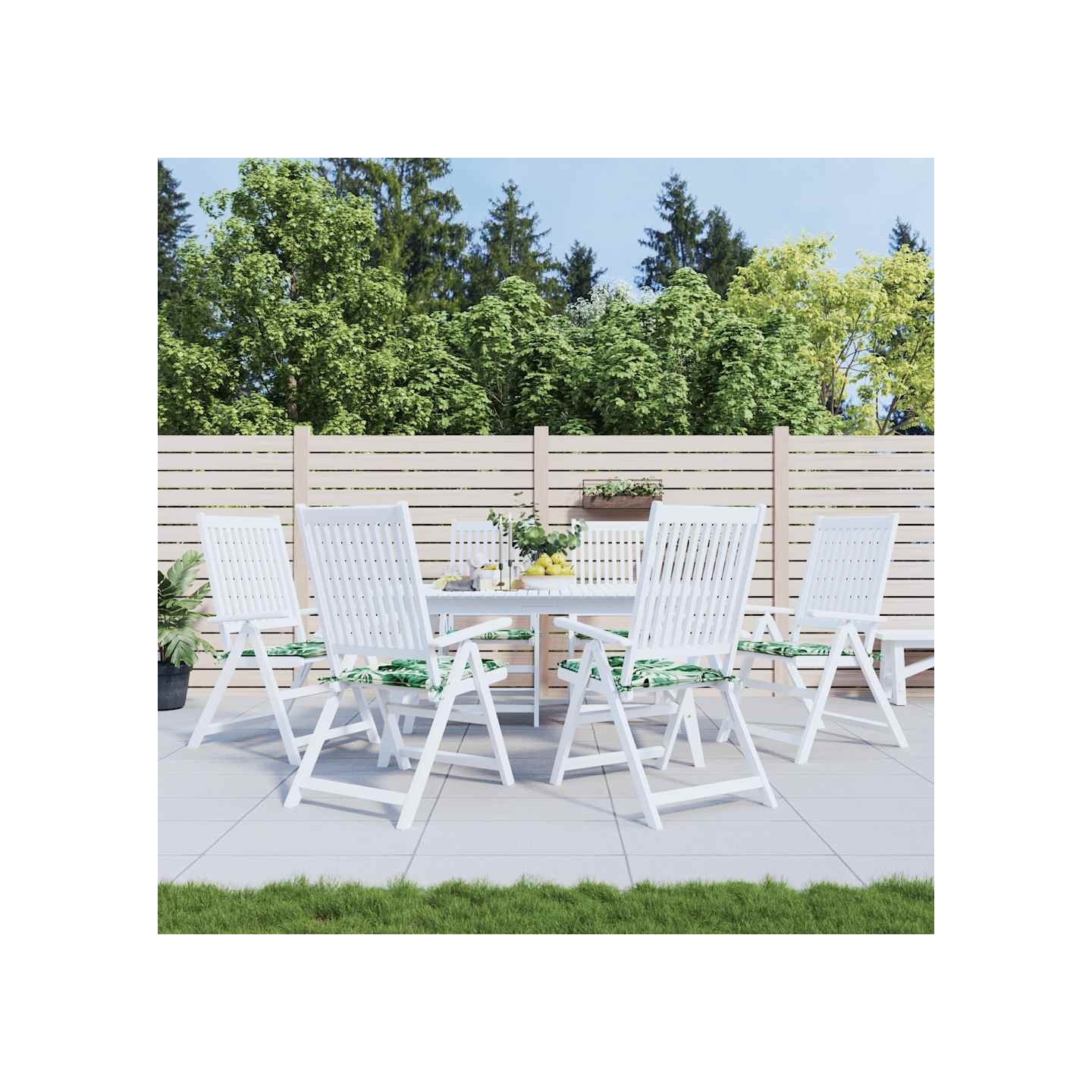 Coussins de chaise lot de 6 motif de feuilles 50x50x3 cm tissu